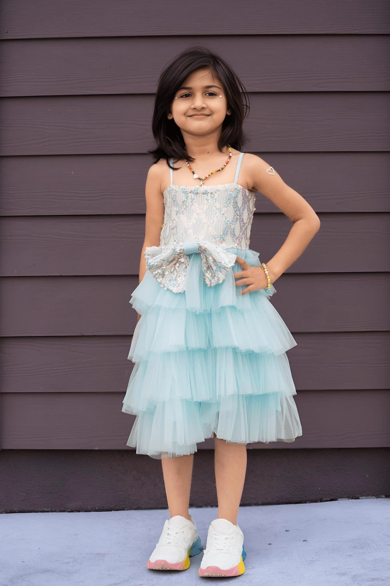 Faeella Girls Sparkling Sea Fairy Mermaid Sequin Flower Girl Dress