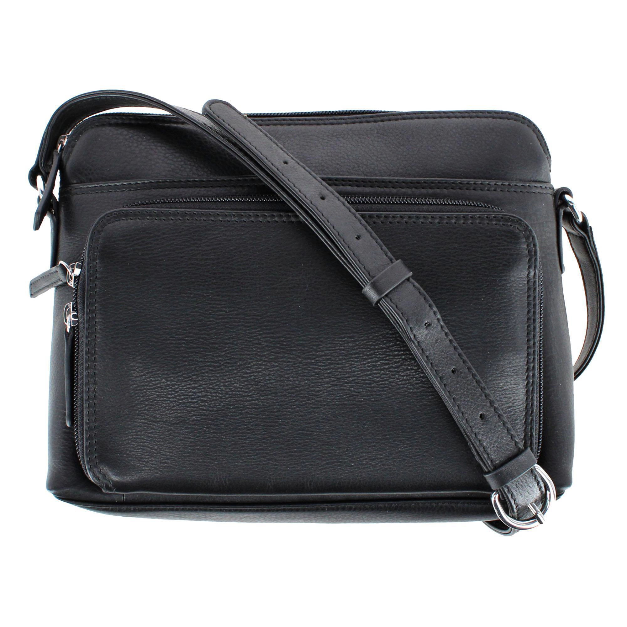 CTM® Women's Leather Shoulder Bag Purse with Side Organizer