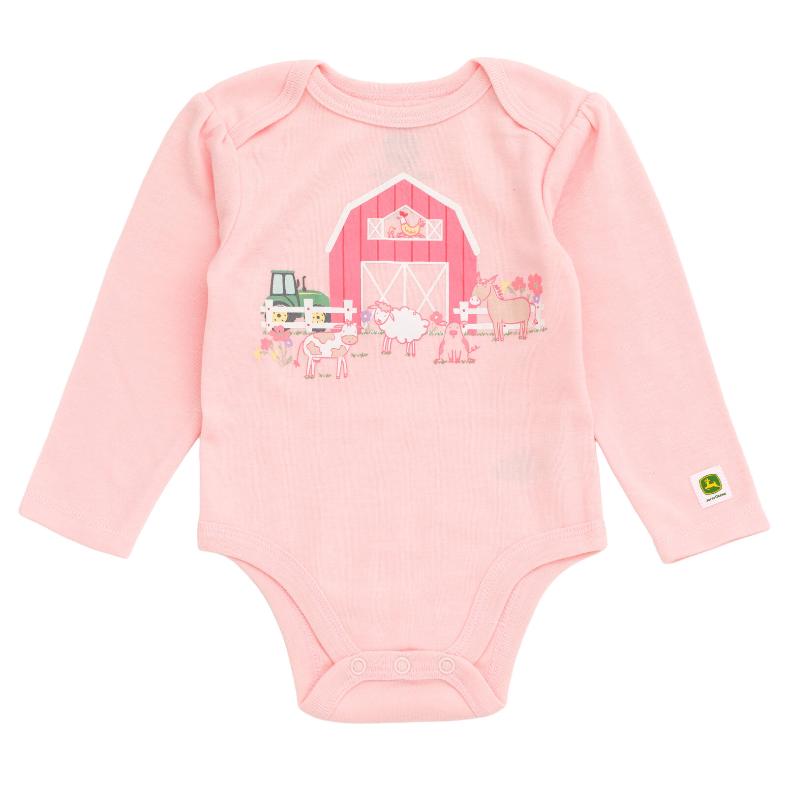 John Deere Baby Girls' 3 Piece Bodysuit Pants and Hat Set
