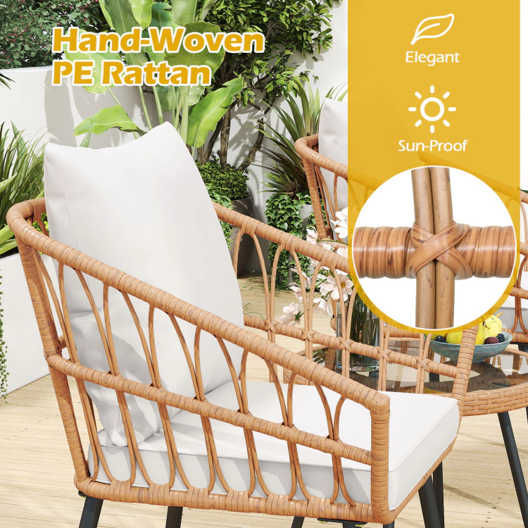 Hivvago 3 Piece Patio Bistro Set With Heavy Duty Metal Frame-Beige