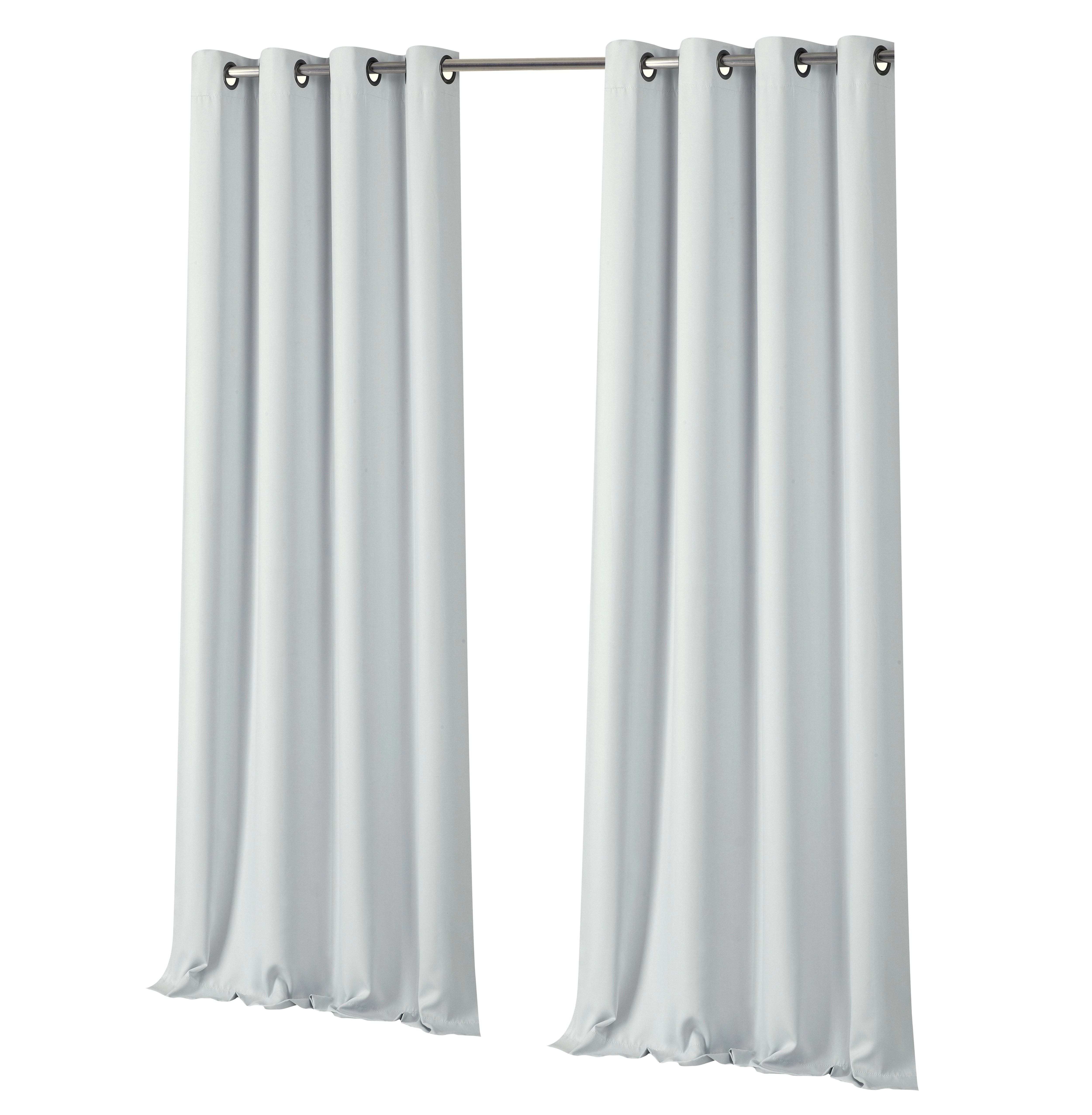 Kate Aurora 2 Piece Soft Cloud Gray Grommet Top 100% Blackout Curtain Panels