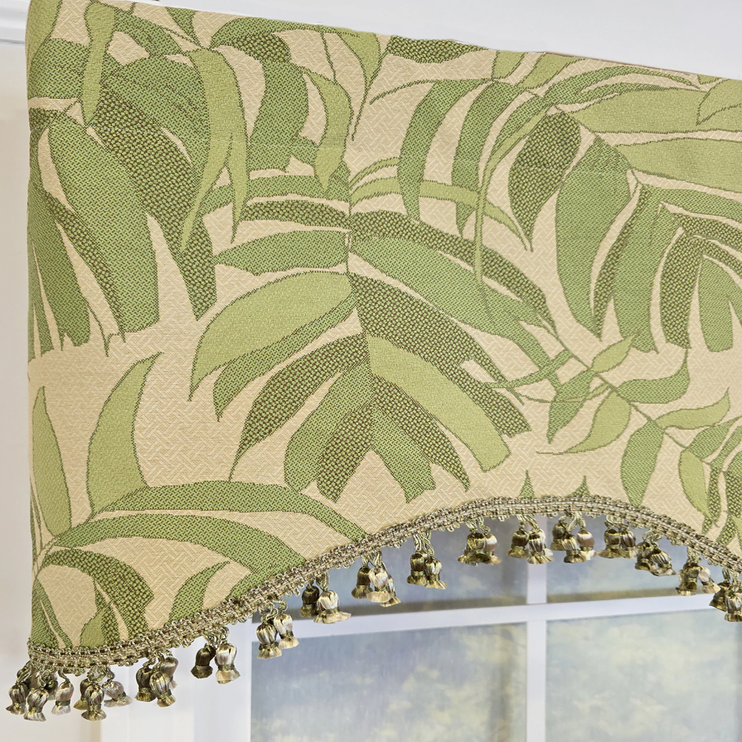 RLF Home 100% Cotton Breeze Cornice  Fully lined Windows Rod Pocket Valance 50" x 17"  Green