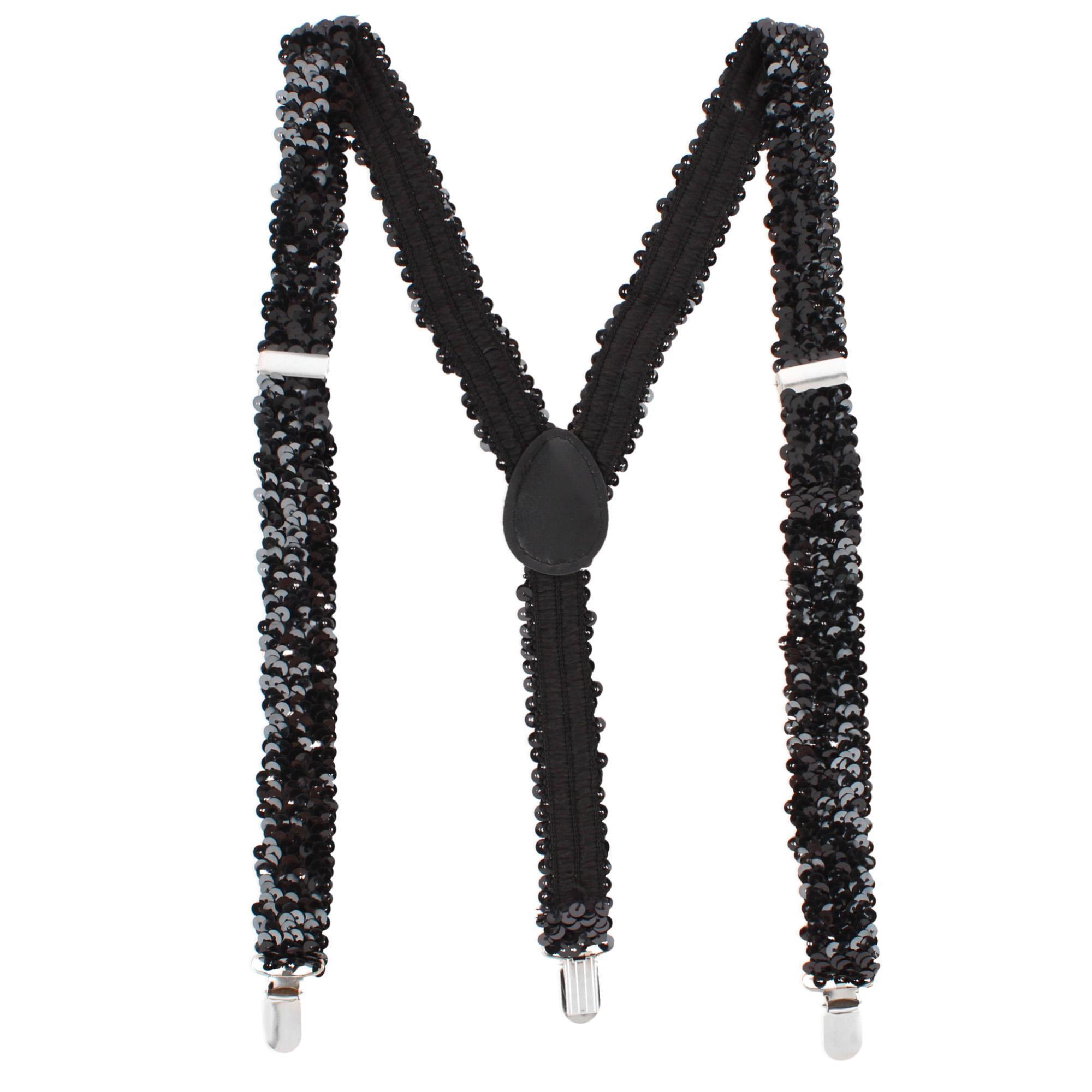 CTM Women's Elastic Sequins Clip-End Suspenders