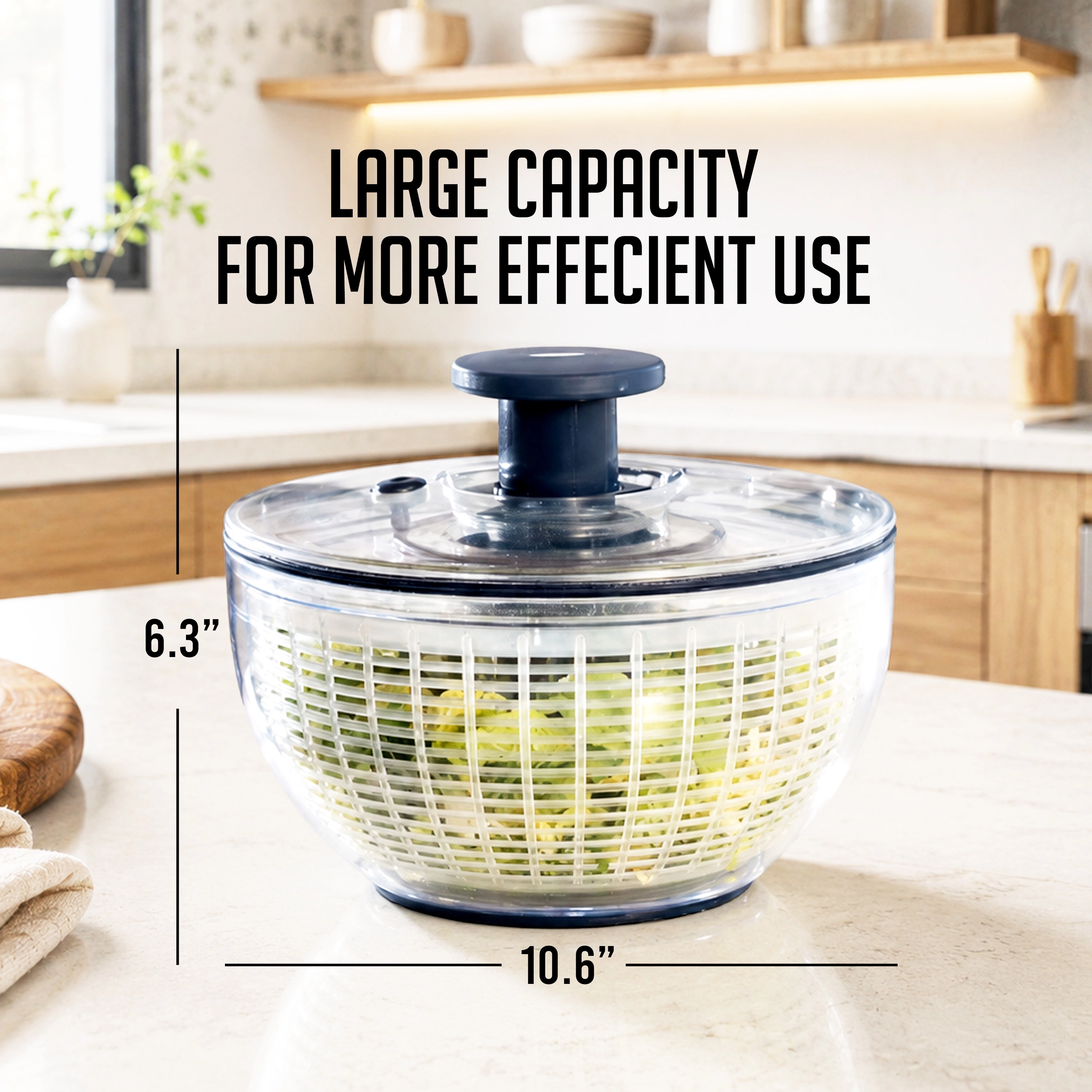 Luminuxe Salad Spinner & Vegetable Chopper Set, 5.3qt Spinner with 4‑in‑1 Multipurpose Chopper & Spiralizer Combo