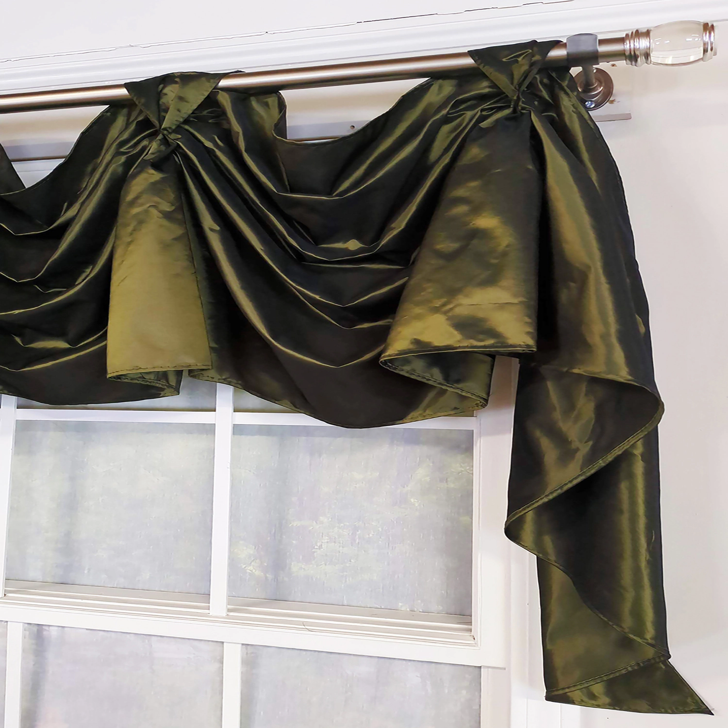 RLF Home Taffeta 3-S Victory 100% Polyester Tab Top Swag Window Curtain 54" x 25" Green