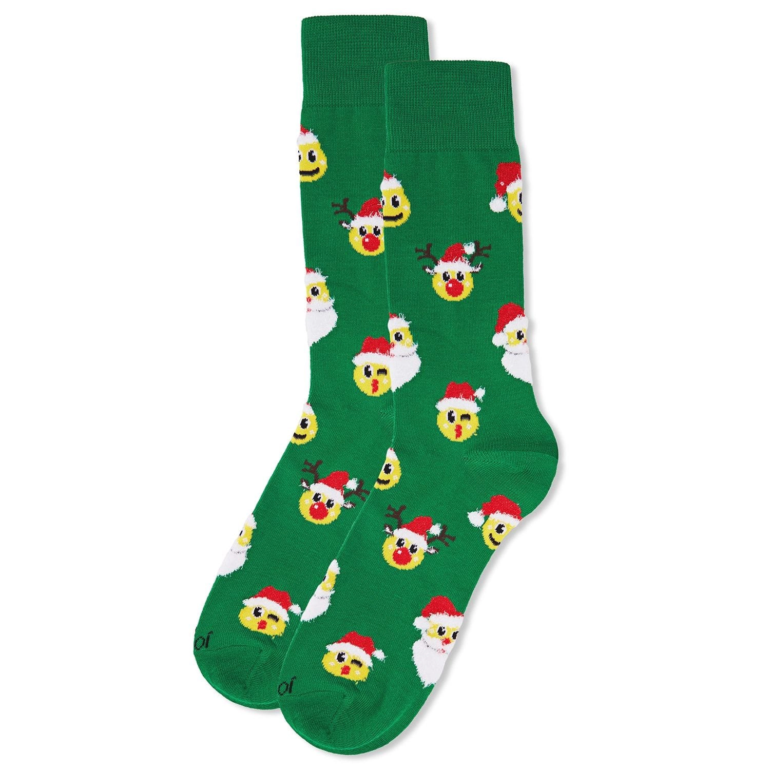 MeMoi Men's Smiley Face Santa Holiday Novelty Crew Socks
