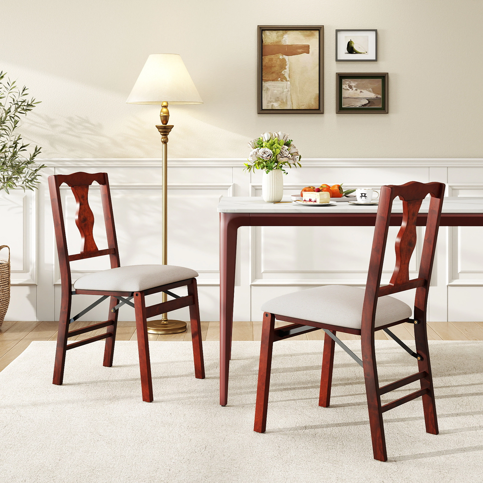 LJG Folding Chairs Set of Upholstered Dining Chairs with Comfy Padded Seats