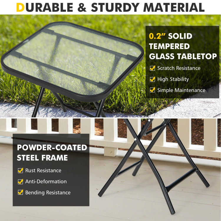 Hivvago 18 Inch Square Patio Bistro Table With Rustproof Frame