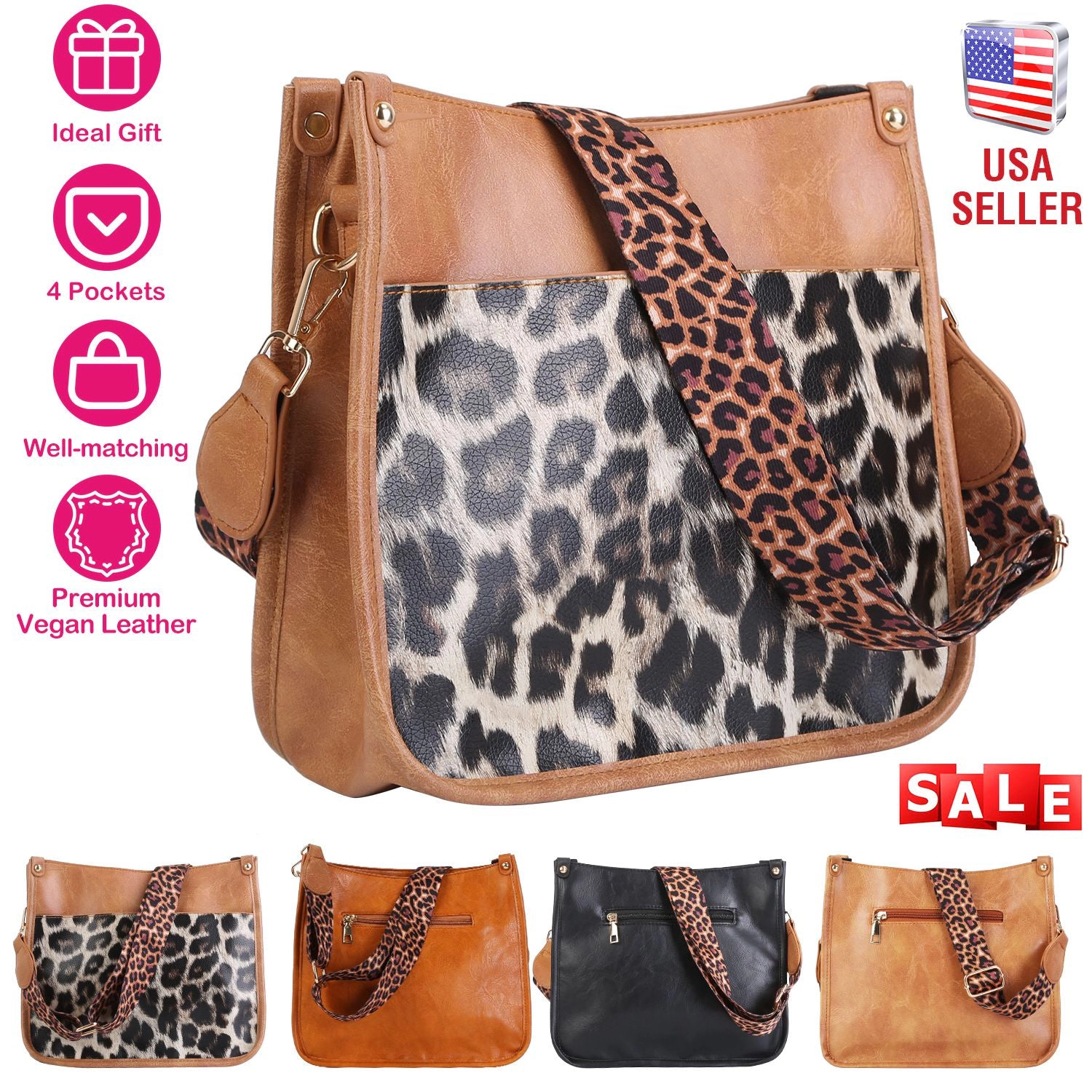 GBruno Vegan Leather Crossbody Bag With Guitar Strap