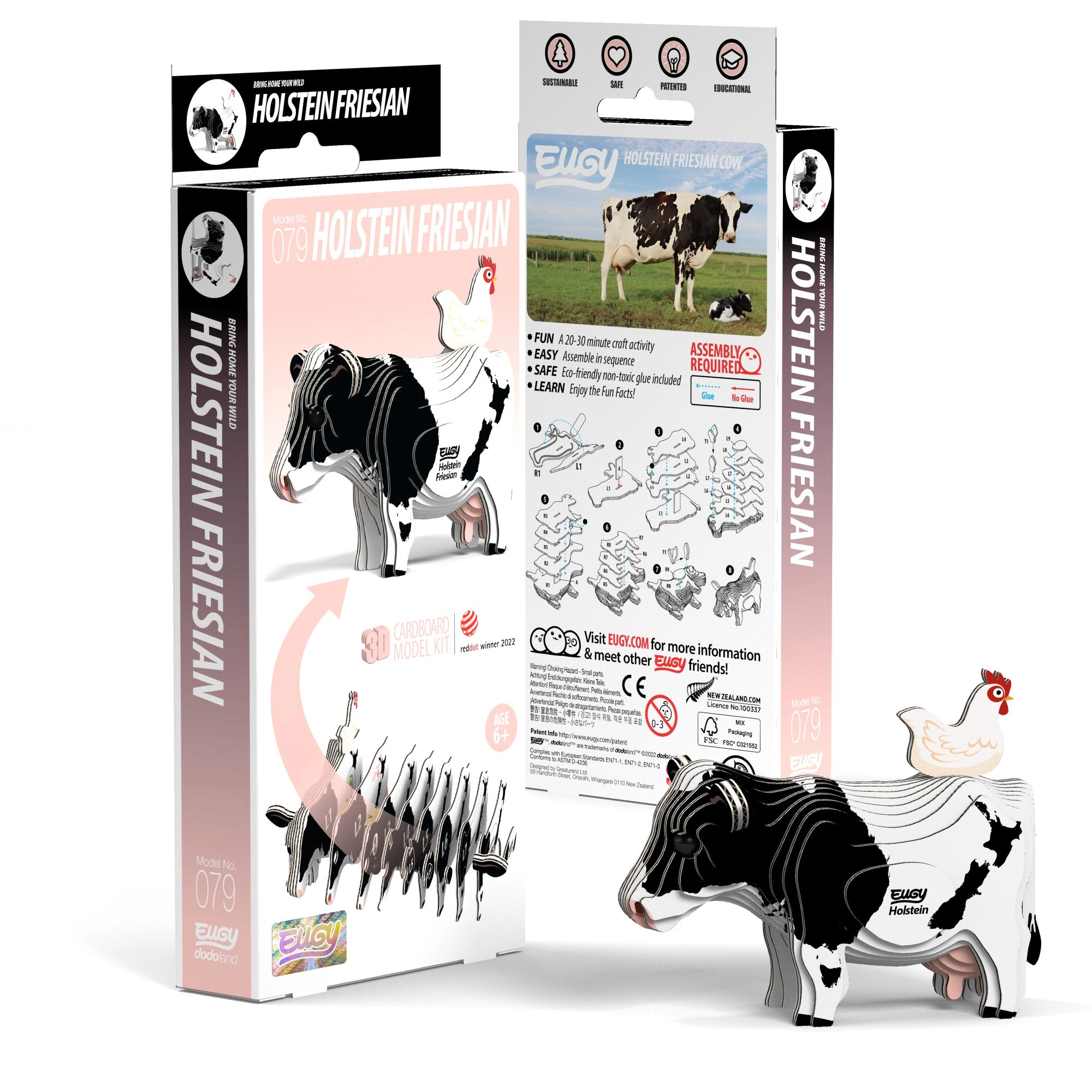 EUGY Holstein Cow 3D Puzzle - contains 23 puzzle pieces