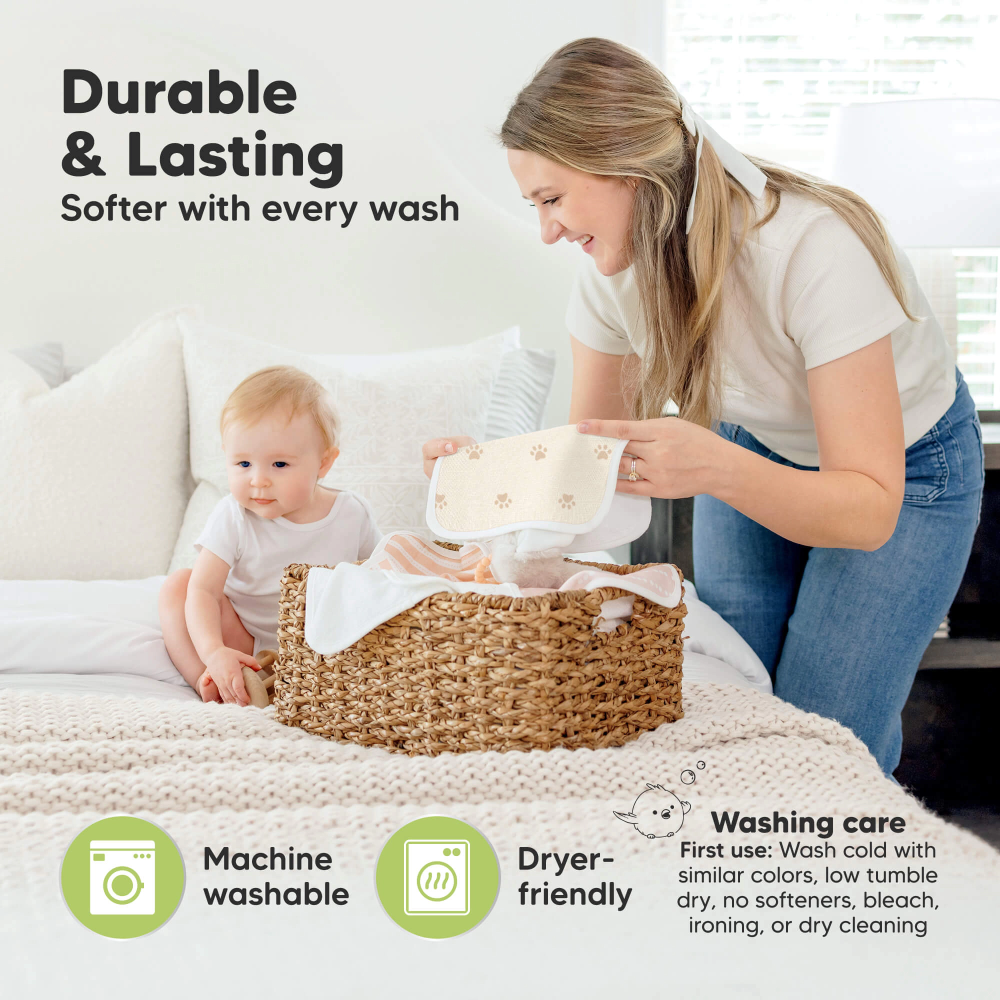 KeaBabies 6-Pack Cami Baby Washcloths