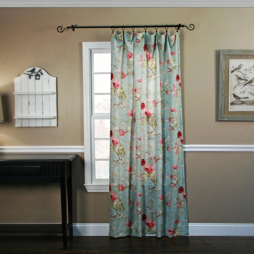 Ellis Curtain Balmoral Floral Print Tailored Window Curtain Panel 48 x 84 Sage Wine