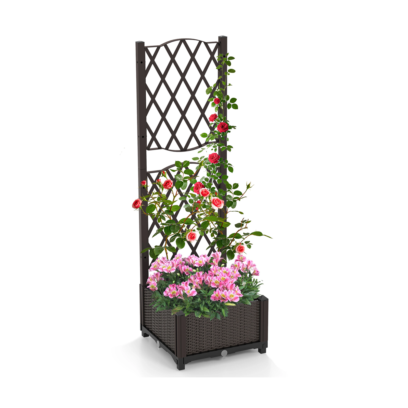 SlickBlue Outdoor Garden Bed with Water Storage Tray and Trellis