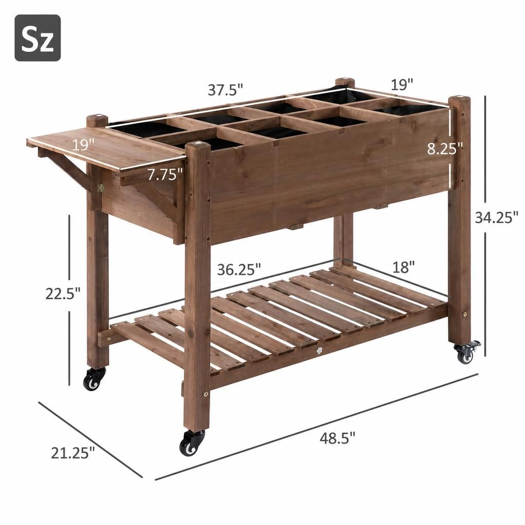 WOW PIONEER Large Elevated Wooden Garden Planter Box for Growing Vegetables Flowers Herbs Outdoor Use