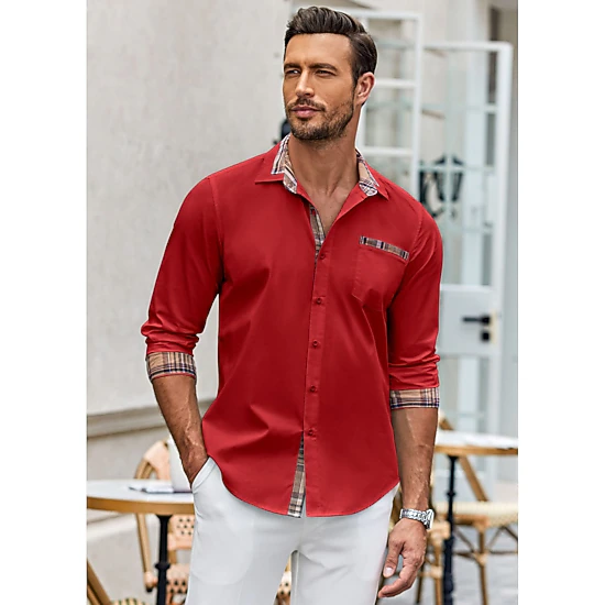COOFANDY Mens Short Sleeve Button Down Shirt  Lapel Collar Pocket Casual Tops