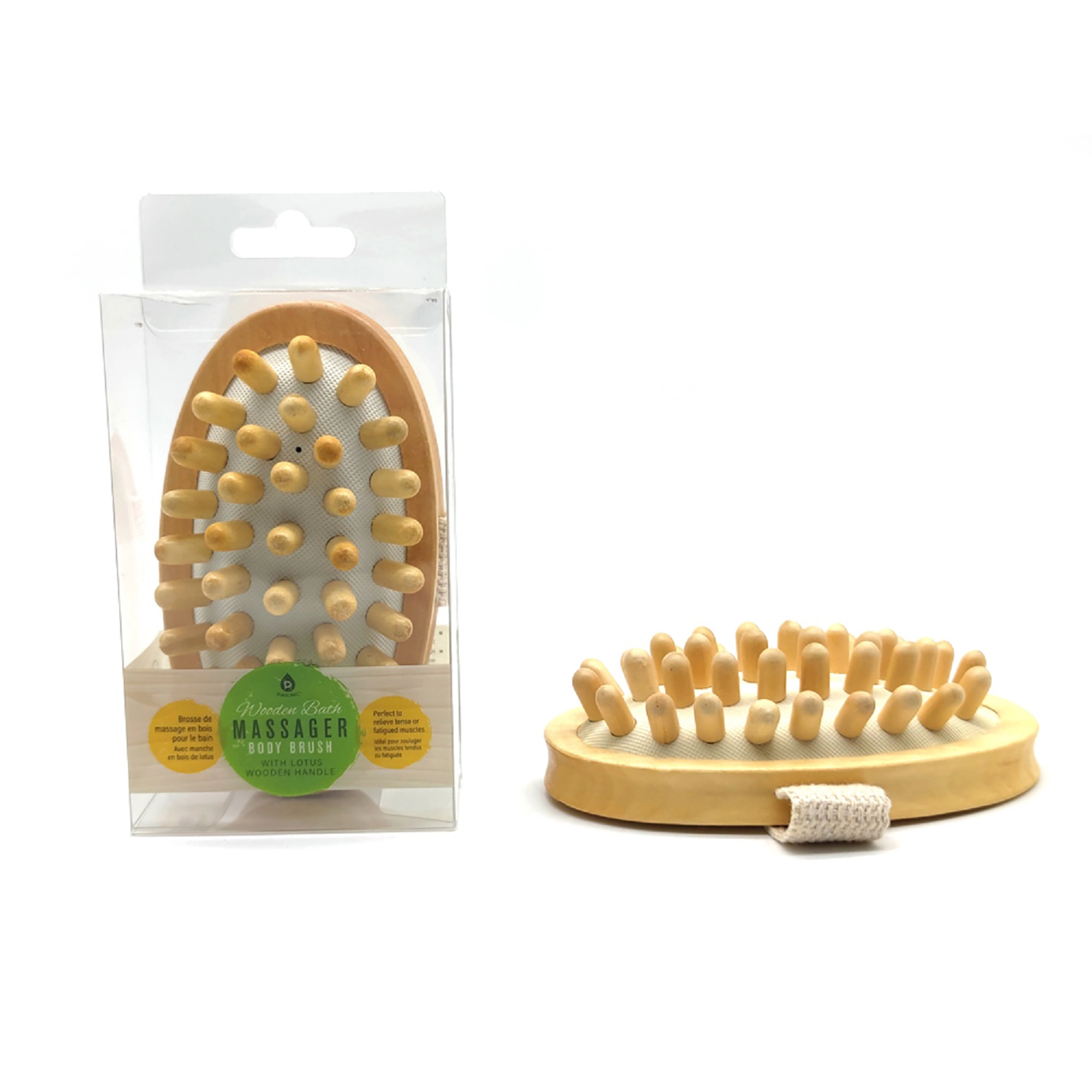 Pursonic Unisex Wooden Body Massage Tool with Rubber Lotus Handle