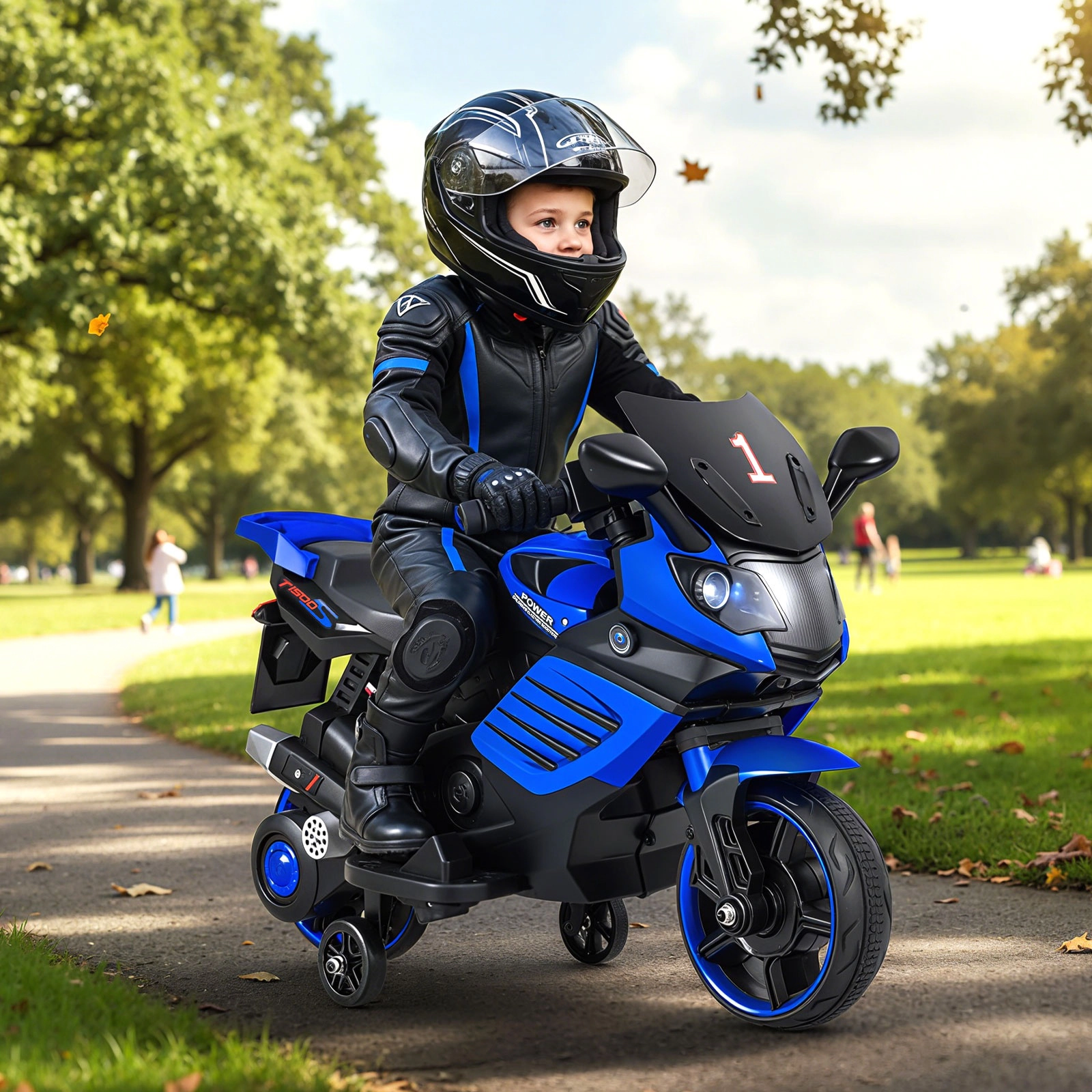 SUGIFT 6V Battery-Powered Kids Motorcycle Ride-On with Headlights Music Foot Pedal and Detachable Training Wheels 55-lb