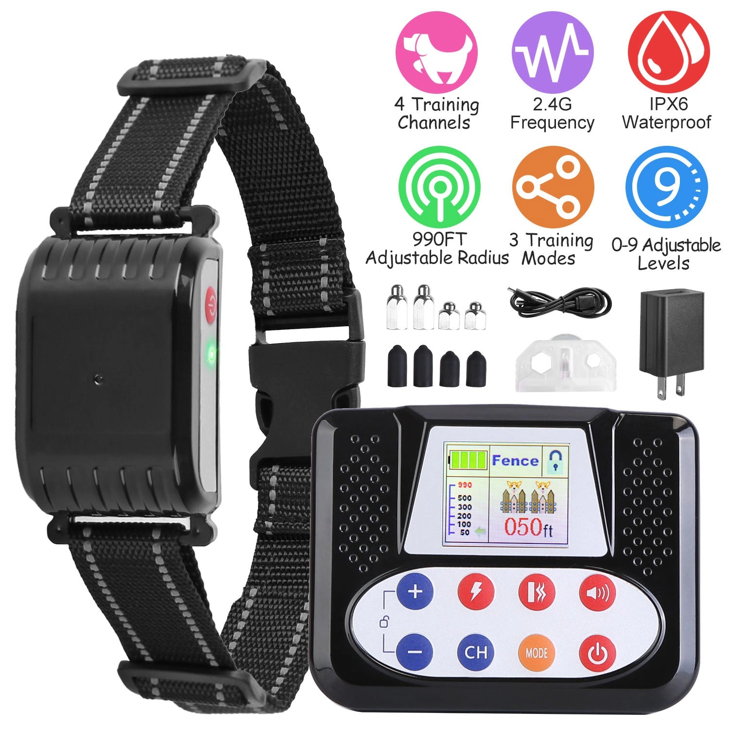 GBruno 2-in-1 Wireless Dog Fence Training Collar