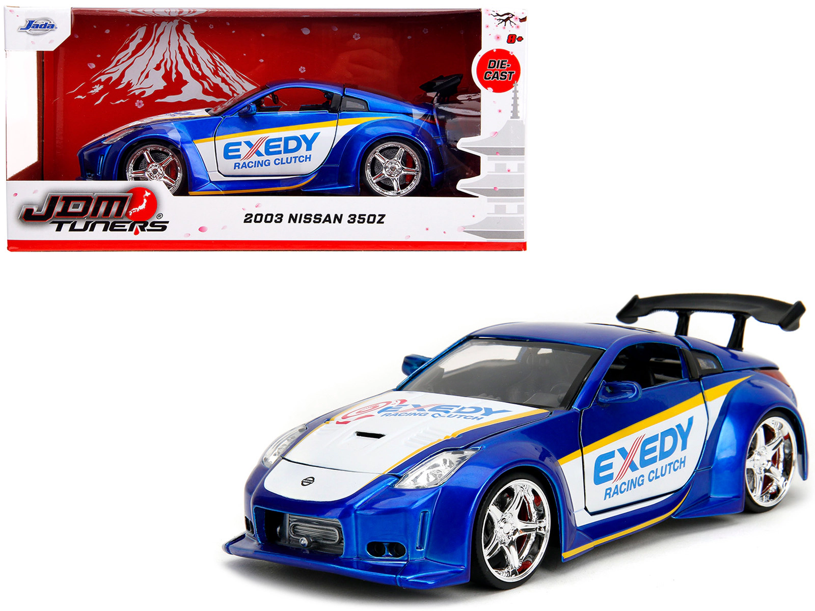 Jada 2003 Nissan 350Z "Exedy Racing Clutch" Candy Blue and White "JDM Tuners" Series 1/24 Diecast Model Car by Jada