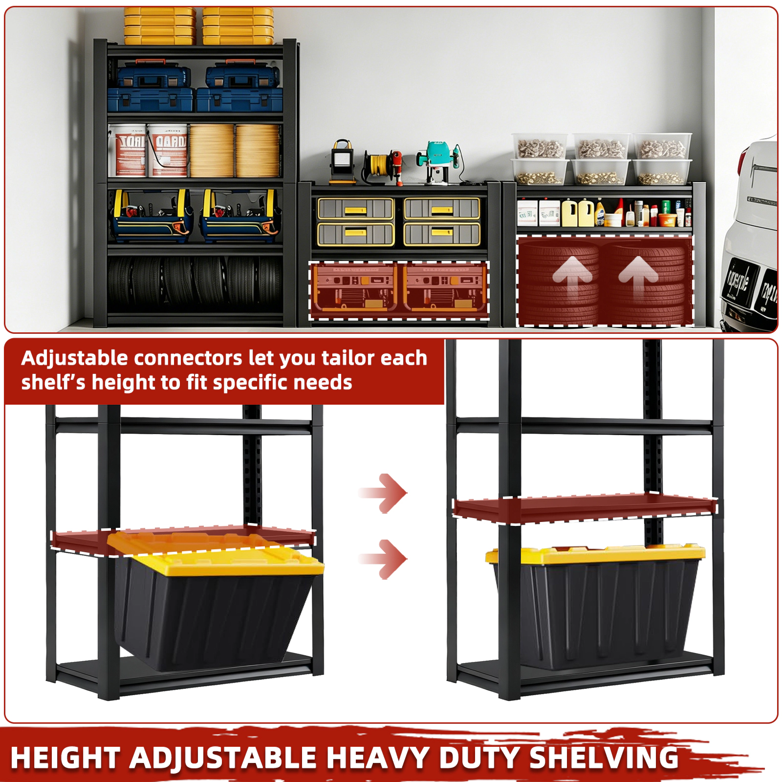 Flynama 5-Tiers Steel Heavy Duty Adjustable Boltless Design Shelving Unit in Black (35.4 in. W x 72 in. H x 15.7 in. D)
