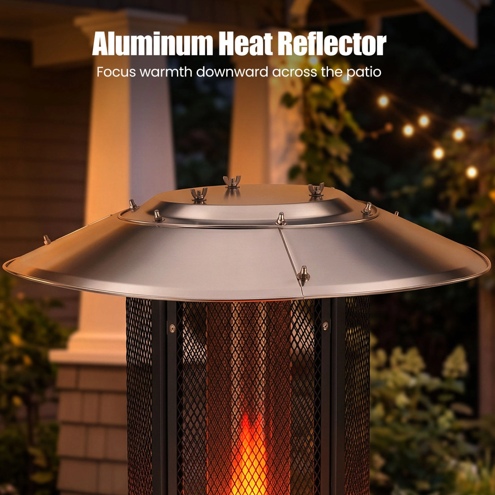 SUGIFT Outdoor Propane Patio Heater with Glass Tube 34,000-BTU Output with Tilt-Over Protection Dark Gray/Gray/Silver