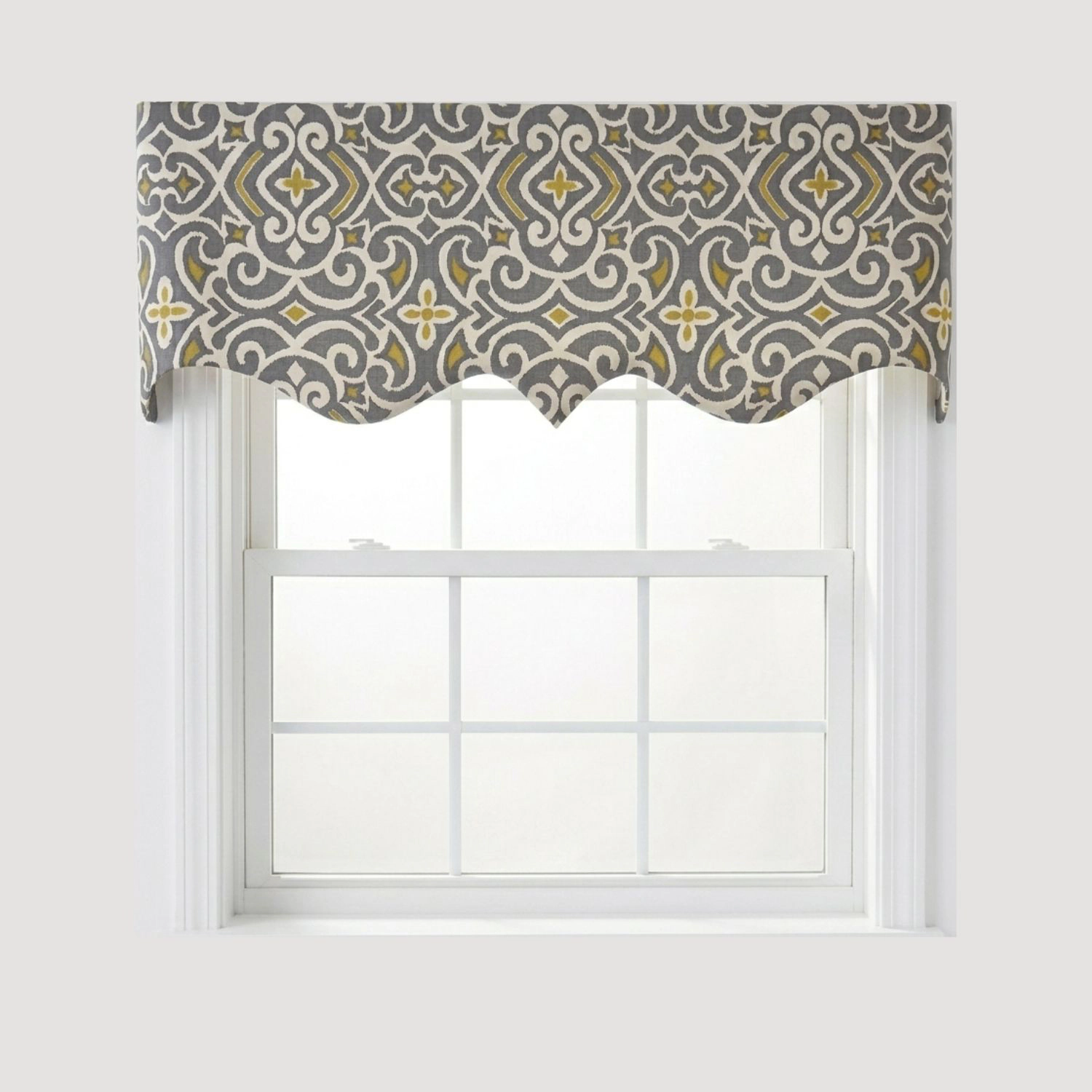 RLF Home 100% Cotton Diomedes Regal With Ivory Lining Rod Pocket Window Valance 50" x 17" Gray
