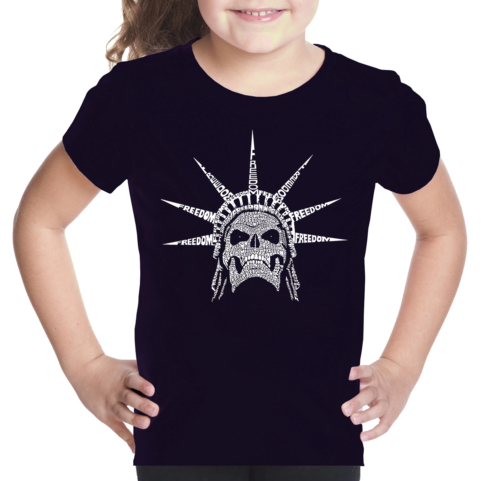 LA Pop Art Girls Word T-Shirt - Freedom Skull