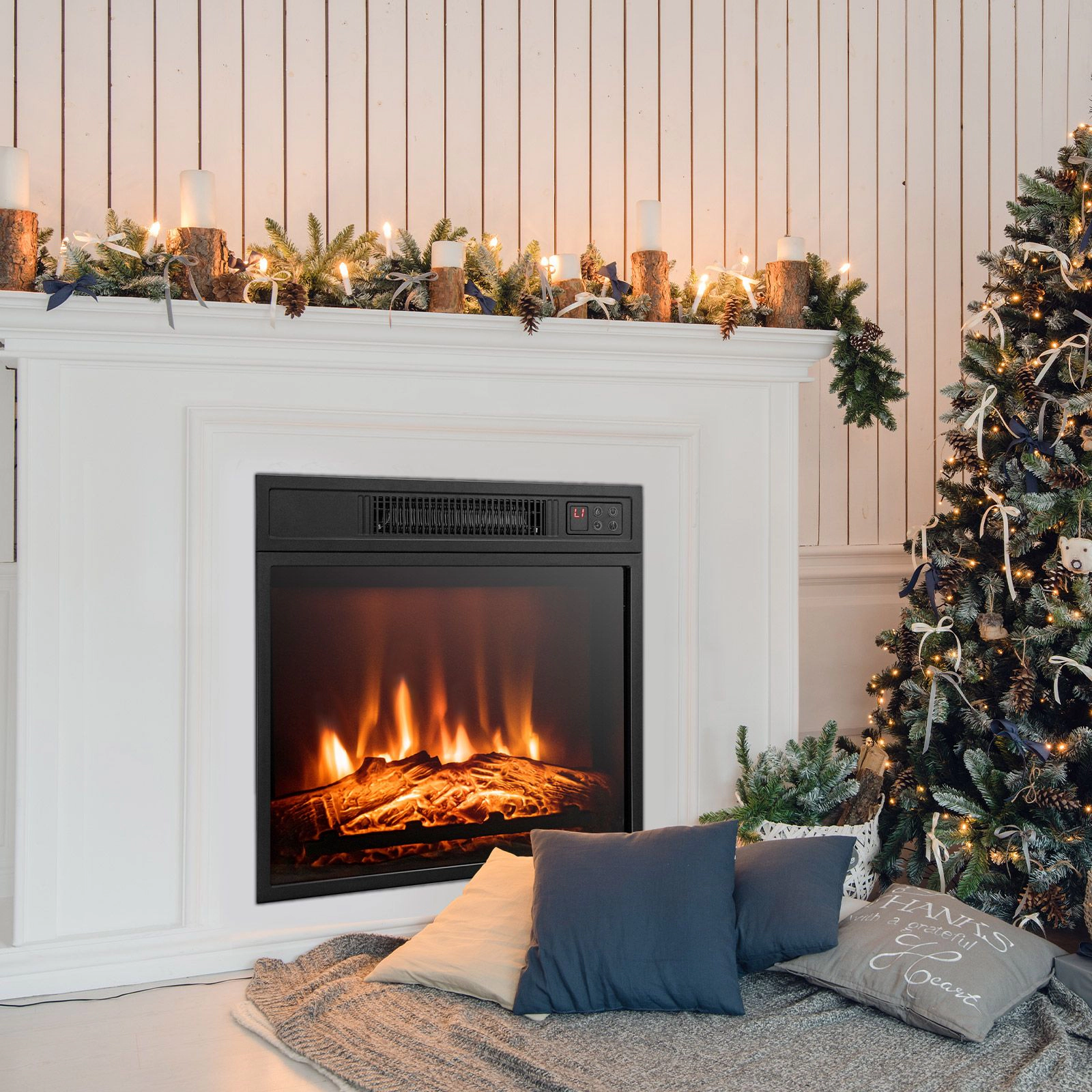 SlickBlue Electric Fireplace Insert for TV Stand or Cabinet, 18/23 Inch, 1400W, Adjustable Flame