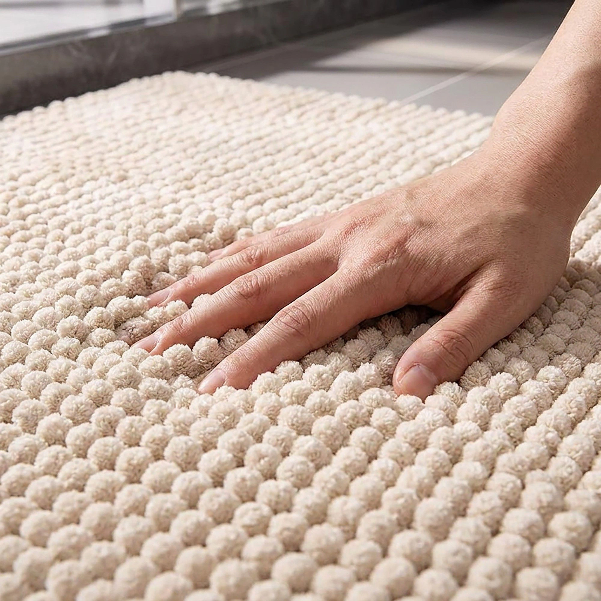 Alilang Unisex Chenille Bath Mat with Plush Pebble Texture and Non Slip Backing