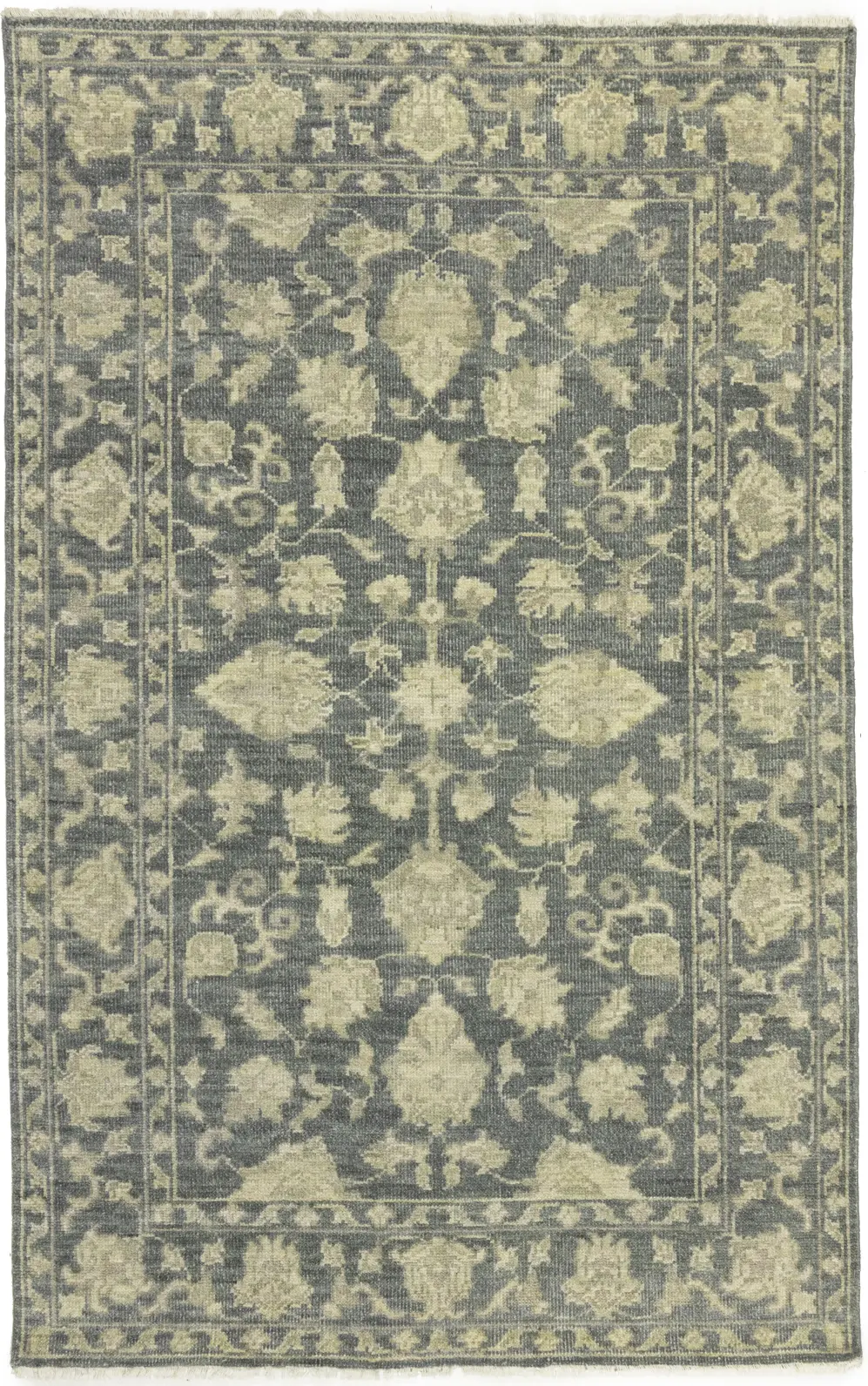 Magic Rugs Muted Dark Slate Floral 5X8 Transitional Oriental Rug
