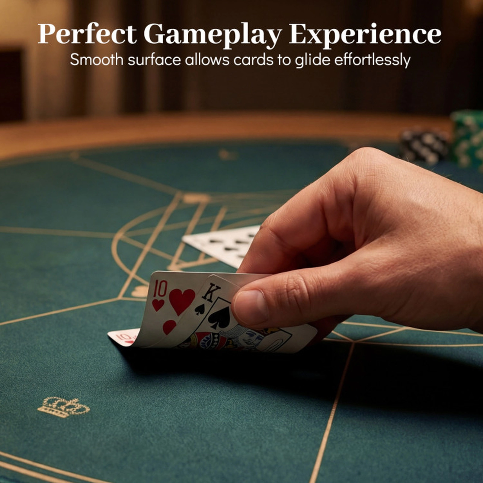 SUGIFT 55-in Round Poker Mat for Texas Hold'em with Anti-Slip Rubber Base and Lightweight Carrying Bag