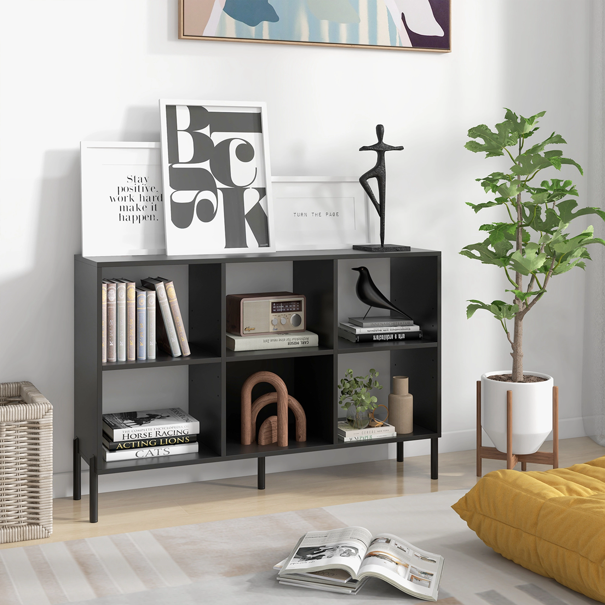 Costway 6 Cube Storage Shelf Organizer Bedroom Bookcase Square Cubby Cabinet  White
