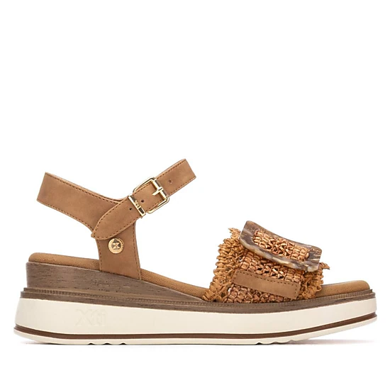 XTI Women sandals ankle-strap wedge, Color: Camel - JCPenney