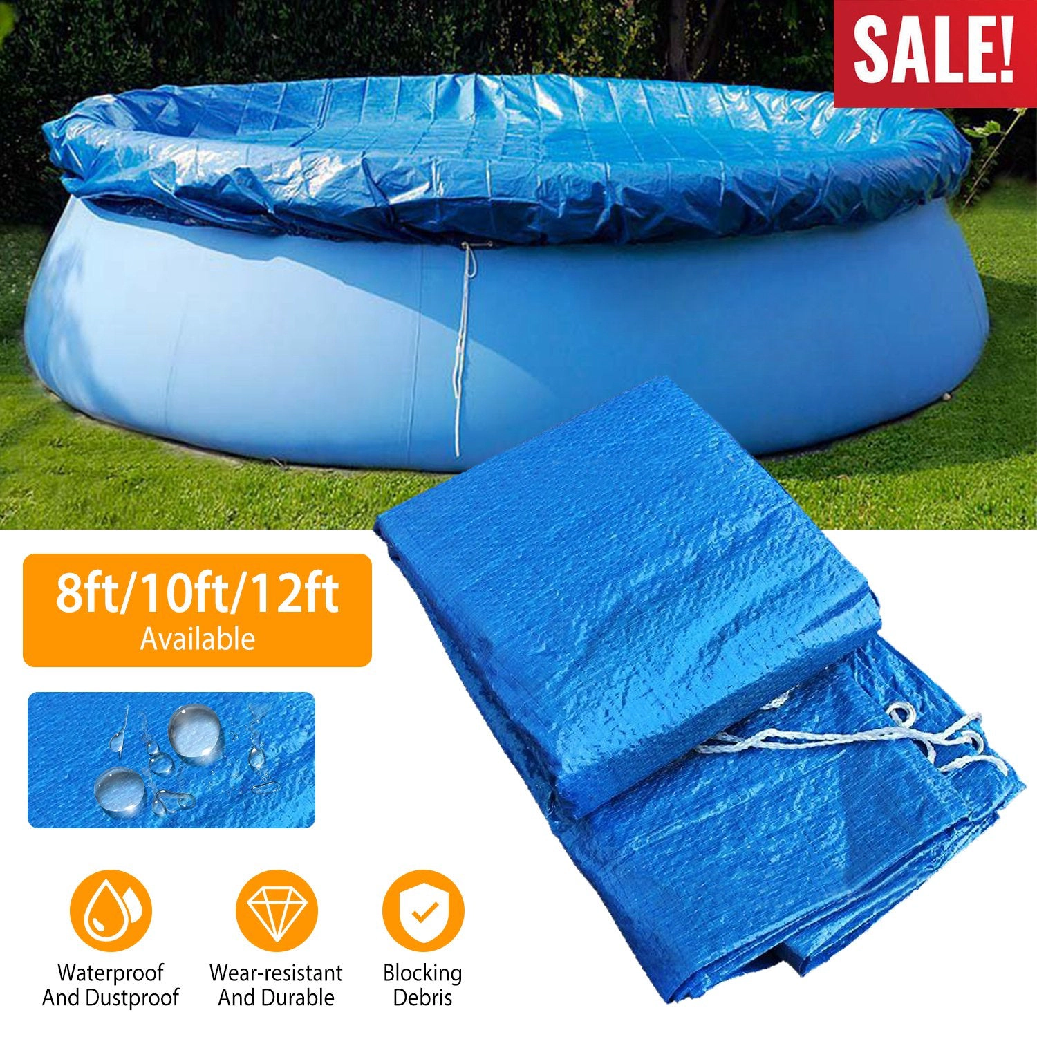 GBruno 8 Ft Round Swimming Pool Cover