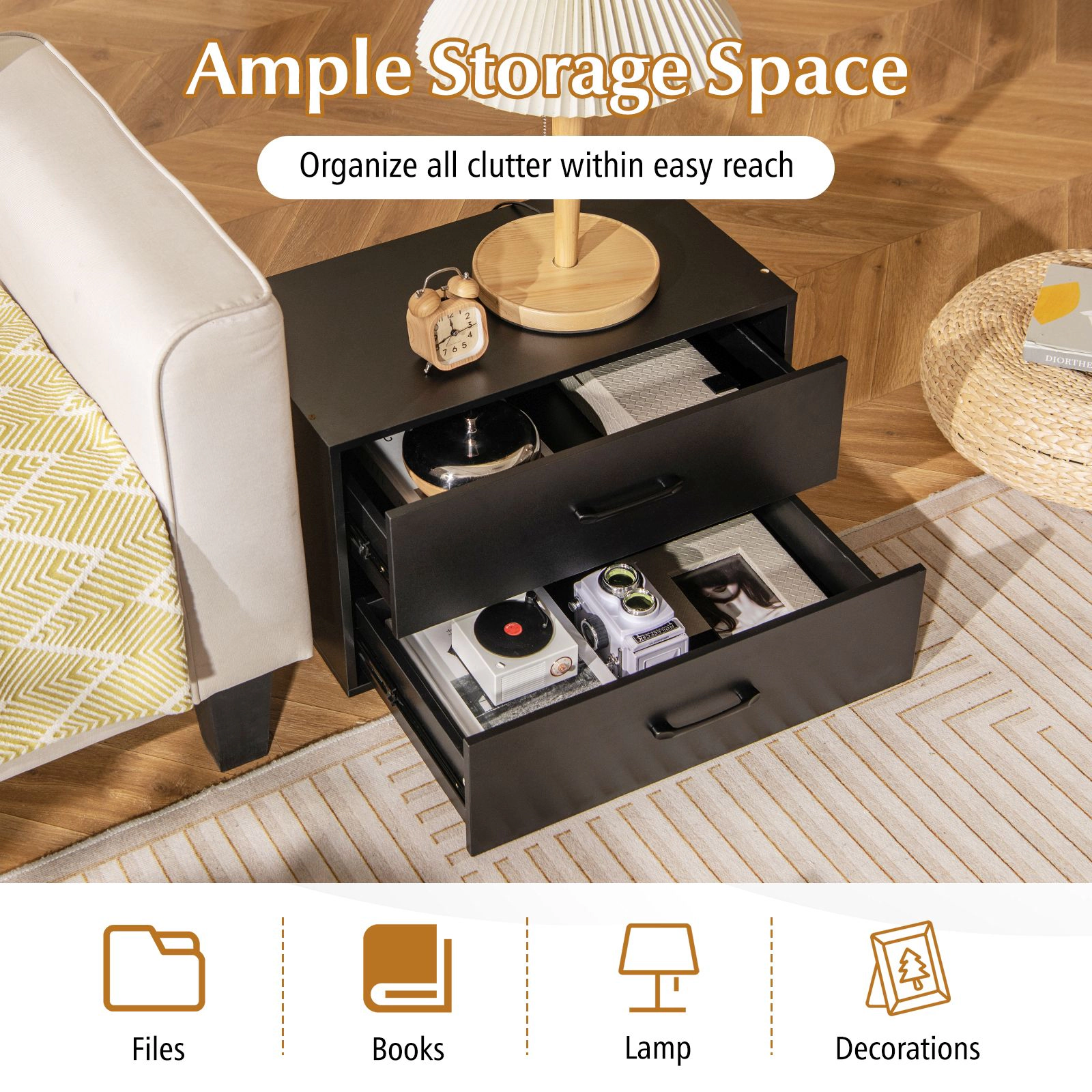 SlickBlue 2 Drawer Storage Organizer Cabinet with Stackable Design