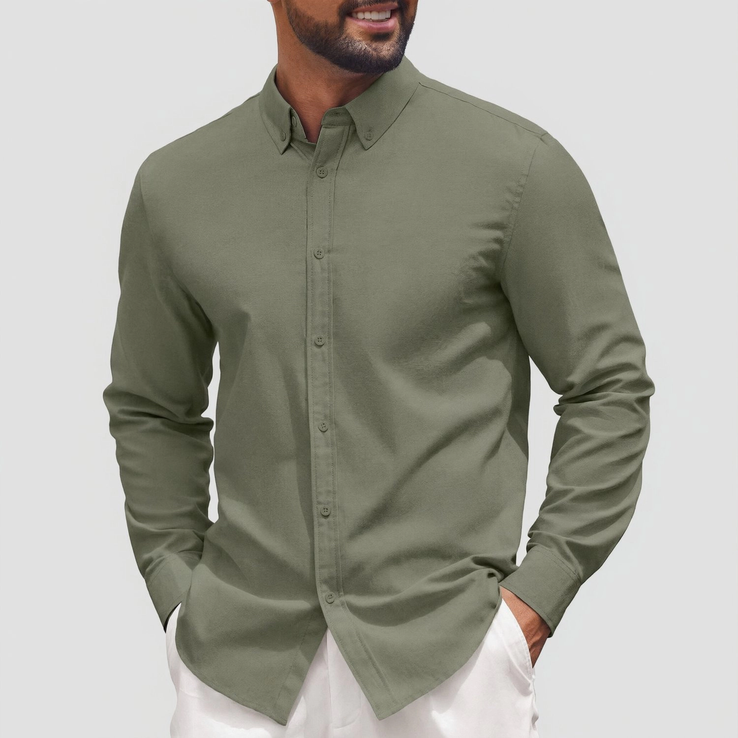 COOFANDY Mens Dressy Long Sleeve Shirts Fall Button Down Collar Solid Casual Tops