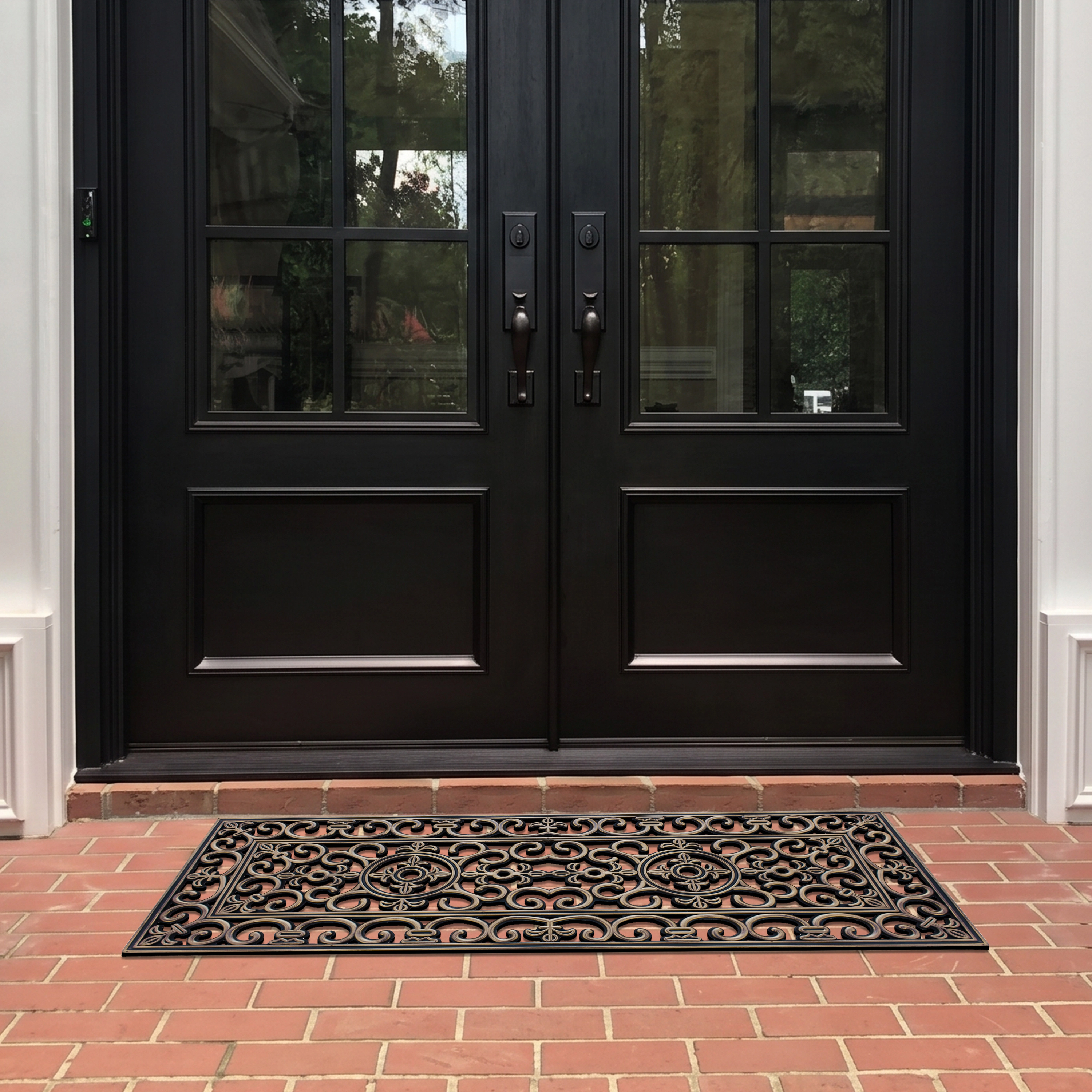 A1 Home Collections Natural Rubber Outdoor Doormat Heavy Duty Non-Slip Door Mat, Rubber Grill Copper, 18 x 48 Inches
