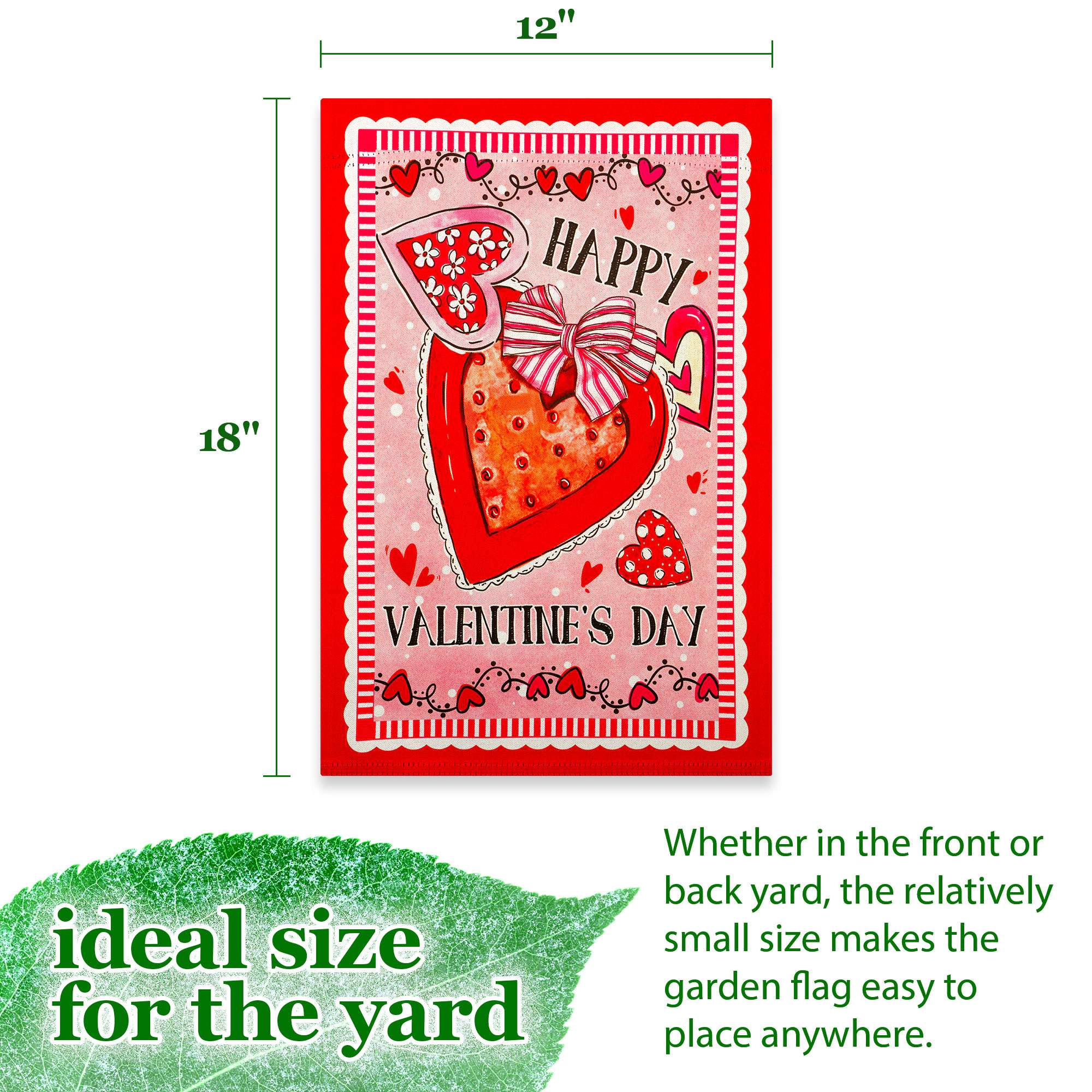 G128 Happy Valentine's Day Heart Cookie Double-Sided 12x18 Inch Garden Flag
