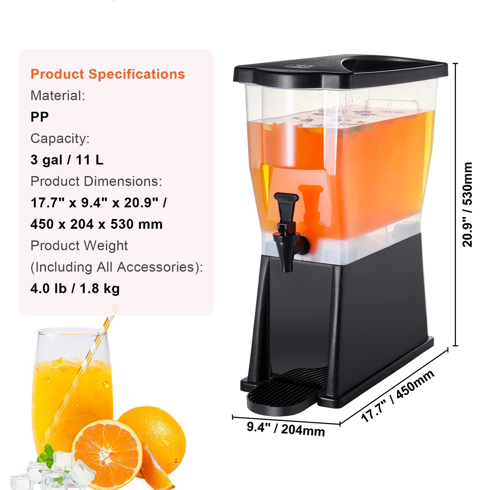 HONGGE Beverage Dispenser, Drink Dispenser for Parties, Juice with Stand Spigot