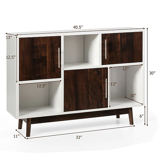SlickBlue Unisex White Sideboard Cabinet with Six Compartments