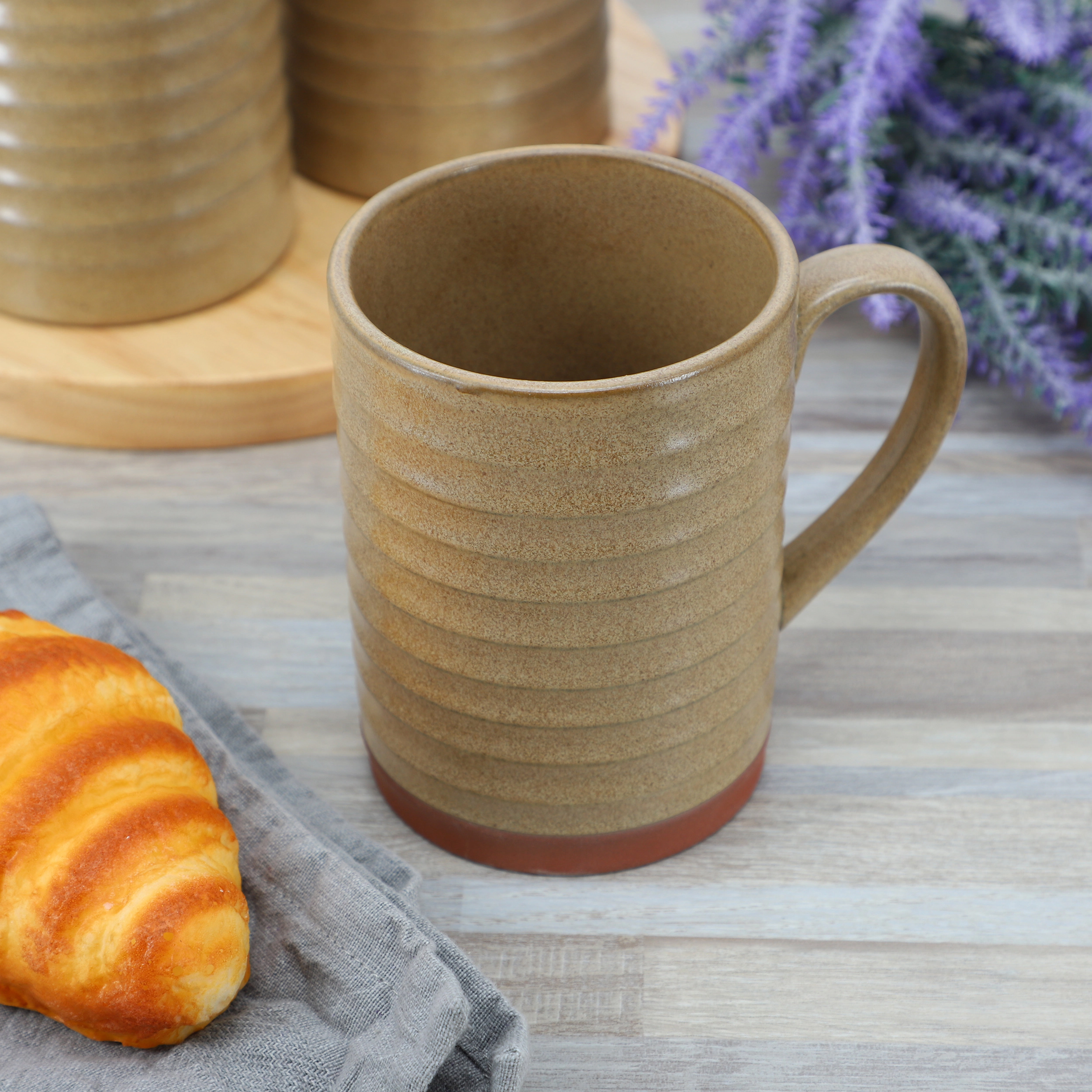 Gibson Home Terra Bella 4 Piece 18.5 Ounce Terracotta Mug Set in Sandstone