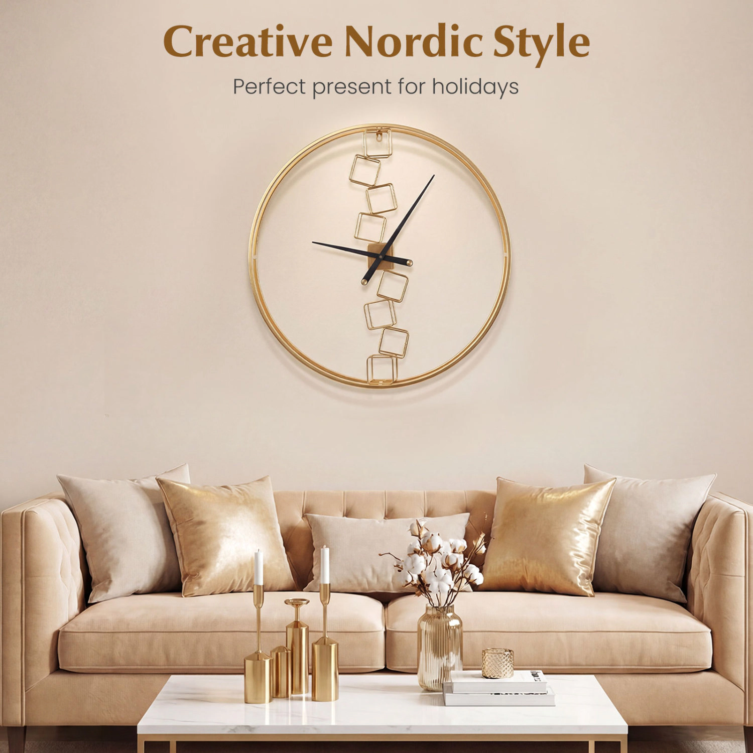 LJG 27 Inch Large Wall Clock for Living Room Bedroom Kitchen