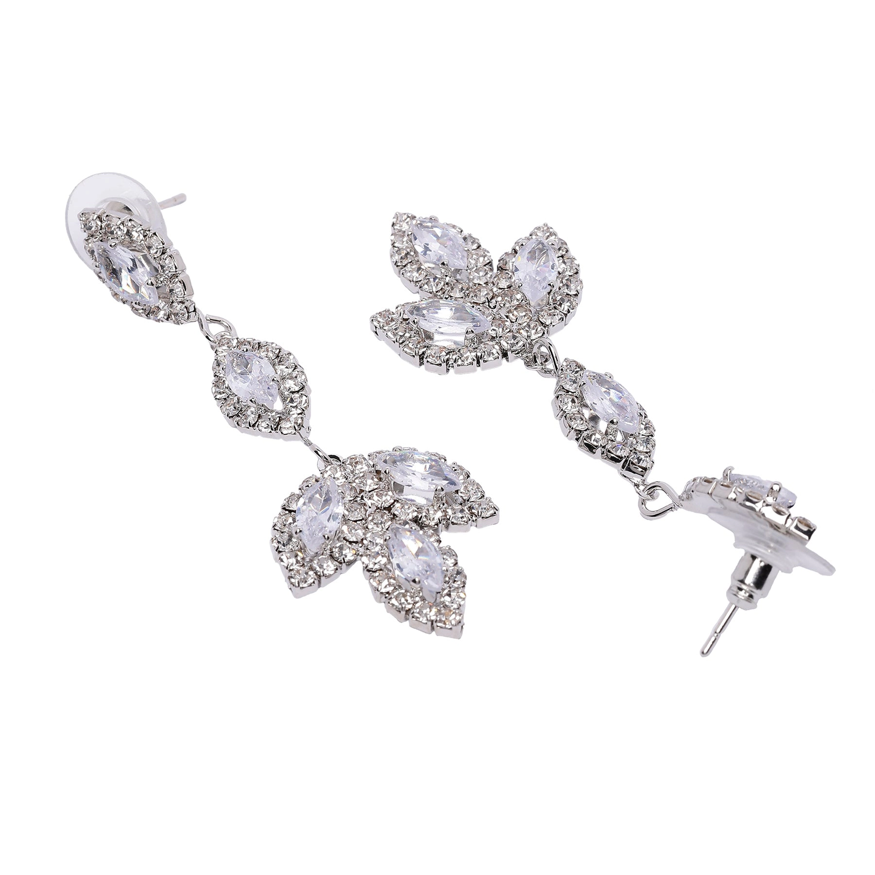 AGP PARIS Womens Sparkling Leafy Drop Earrings