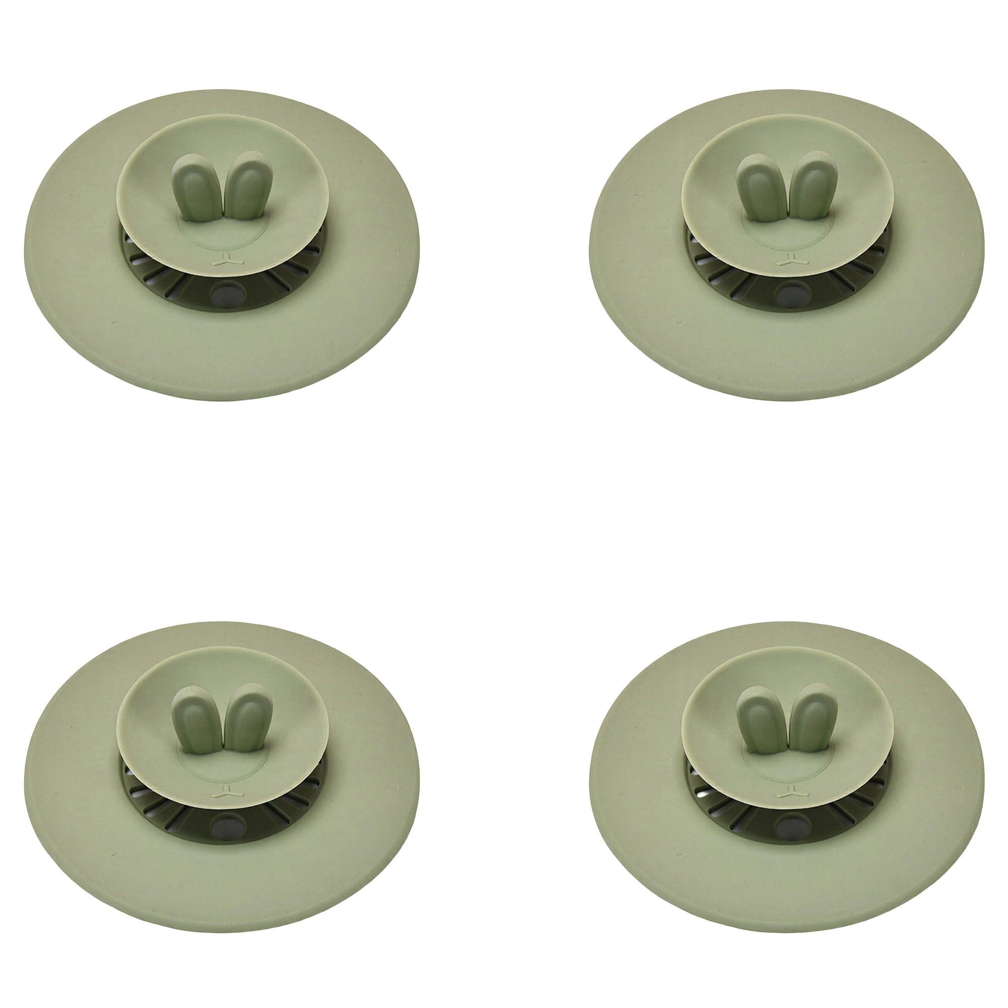 Alilang Unisex 4pcs per Set Silicone Bunny Ear Cup Lid Dustproof Insulated Drink Cover with Pop Up Vent Seal 4.6x0.7in