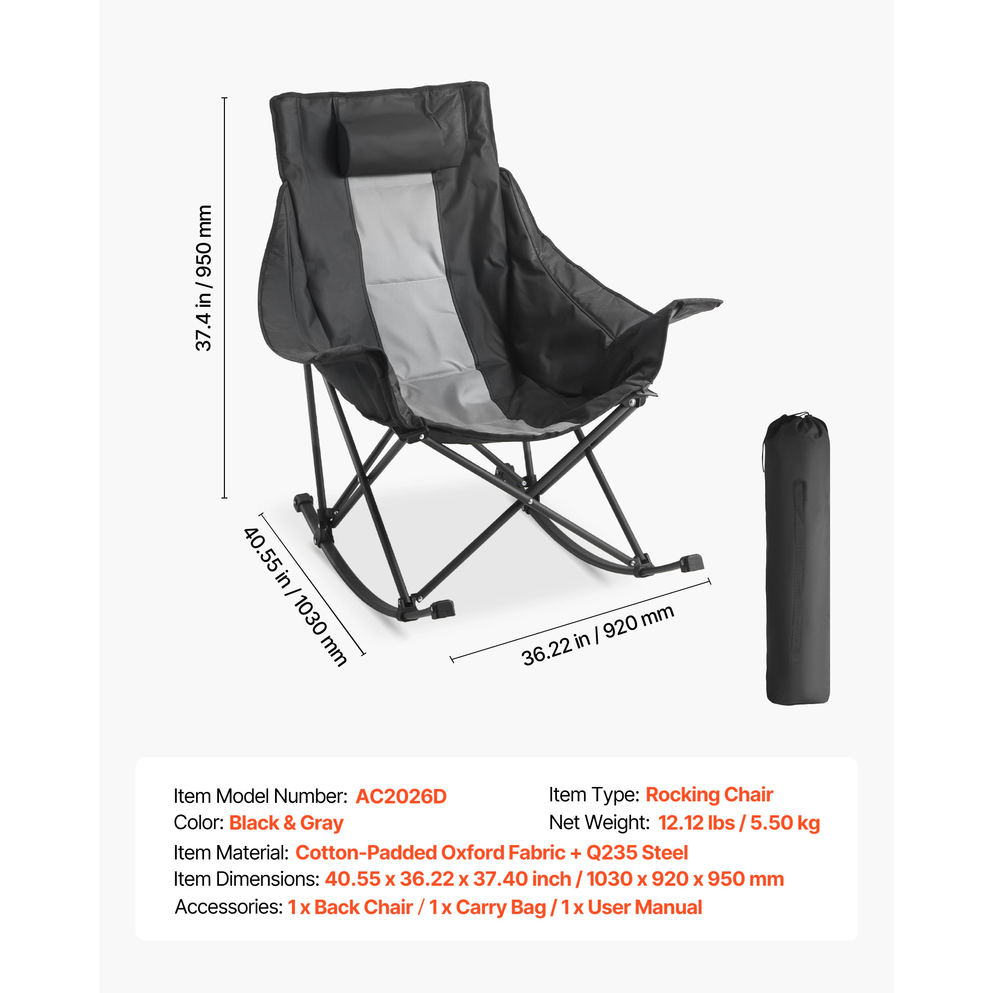 HONGGE Portable Folding Camping Chair
