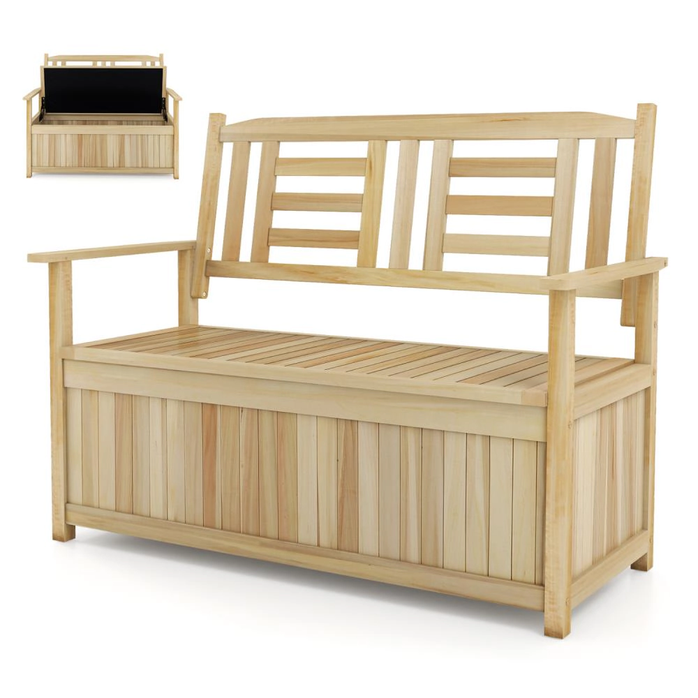 Hivvago 2-Person Garden Bench with 49 Gal Storage Bench and Backrest