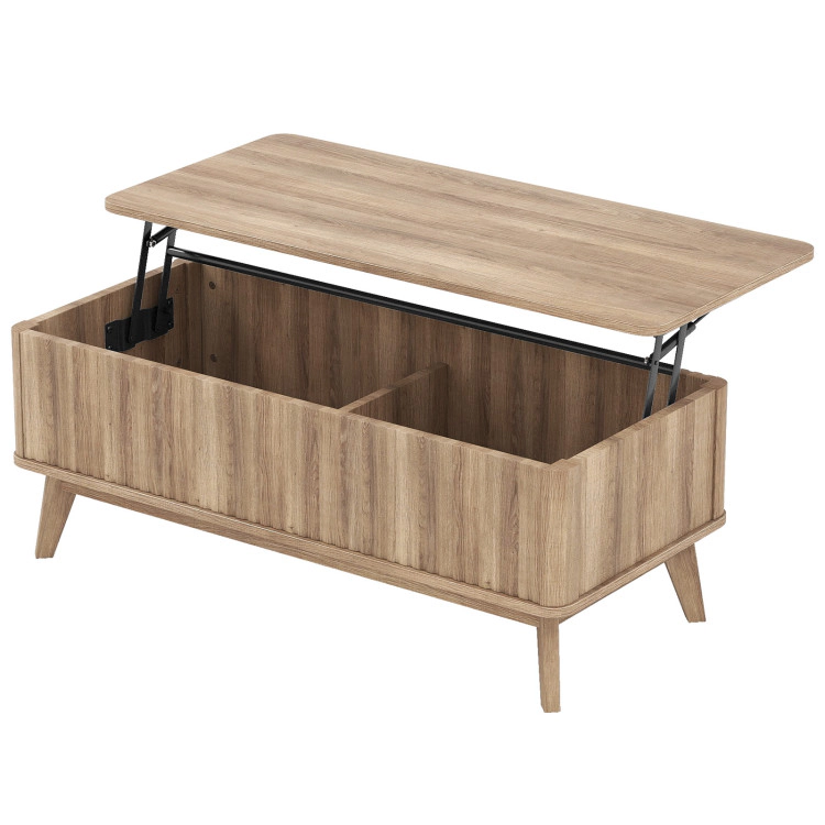 Hivvago 43.5" Rectangle Wooden Fluted Lift Top Coffee Table