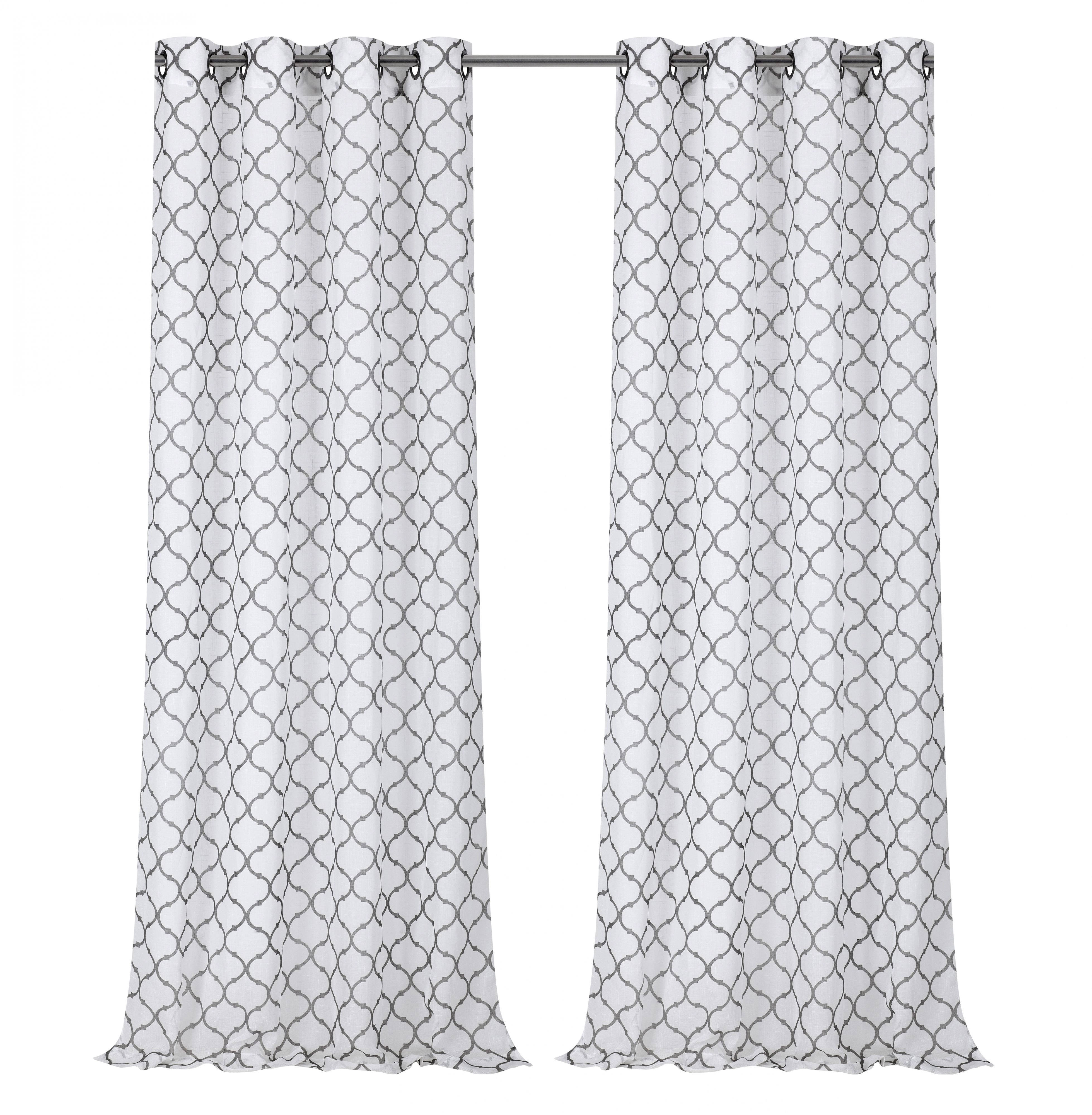 Kate Aurora Shabby Chic Living 2 Pack Semi Sheer Flocked Grommet Trellis Curtains