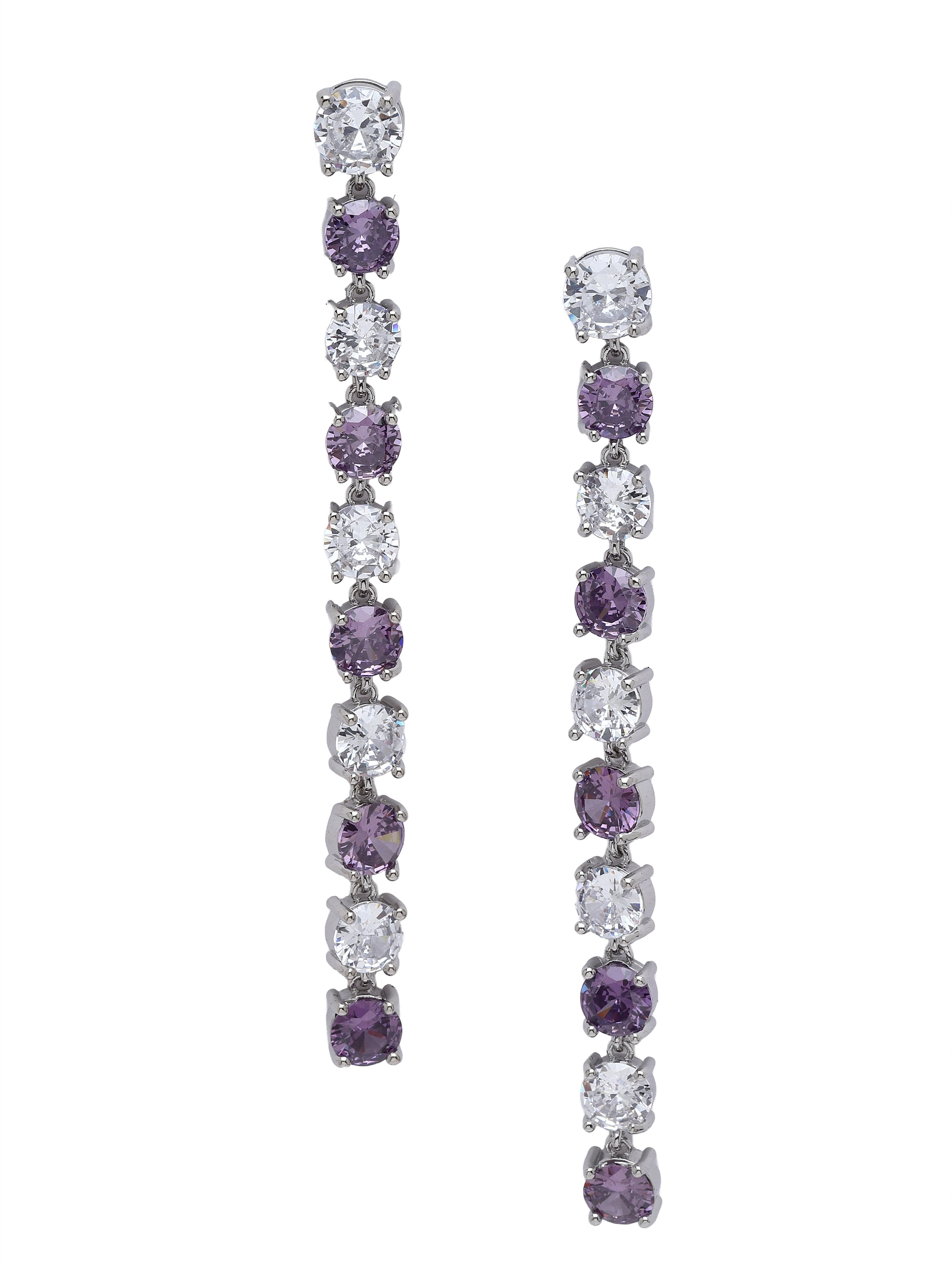 AGP PARIS Womens Graduated Crystal Line Drop Earrings