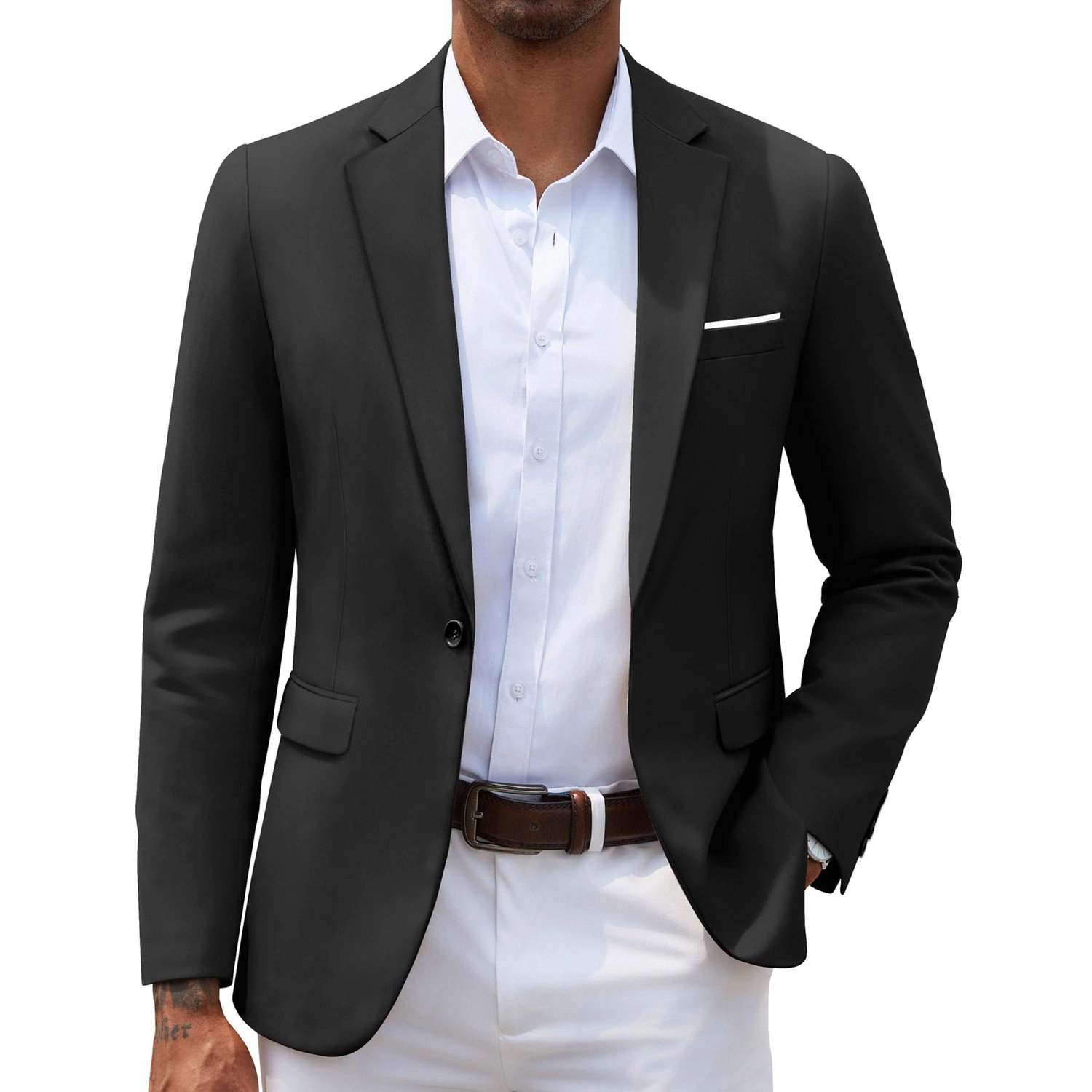 COOFANDY Mens Burgundy Blazer Jacket Notched Lapel One Button Slim Fit Sport Coat